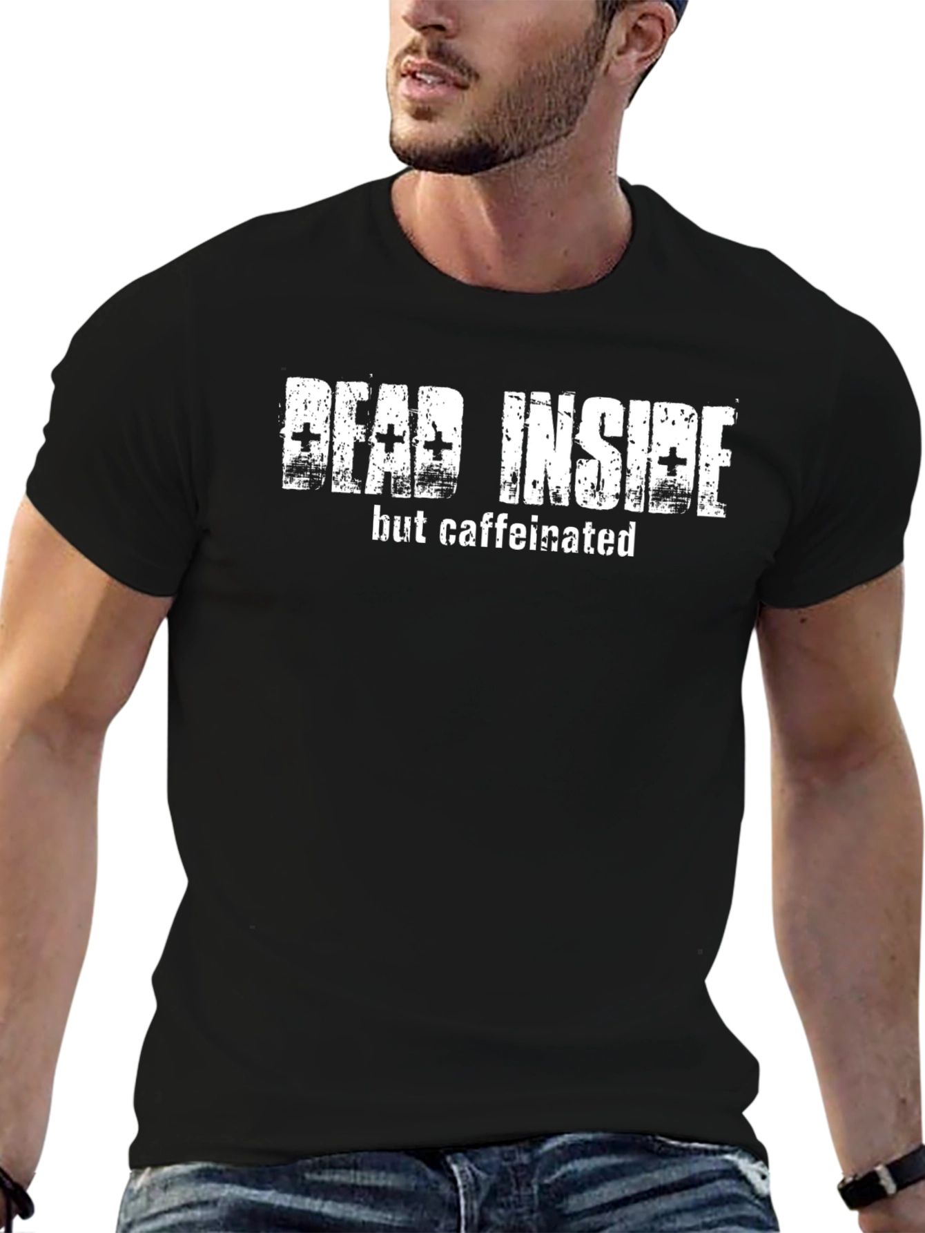 Dead Inside But Caffeinated Black T-Shirt