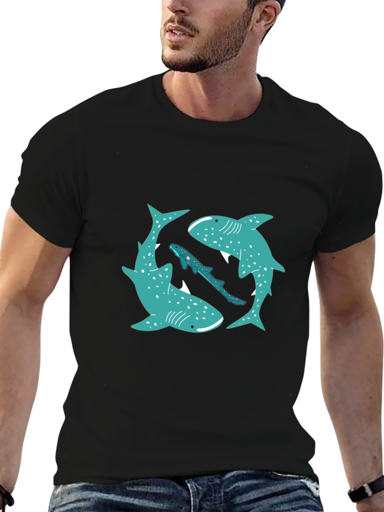 Shark Circle Graphic Tee - Casual Style