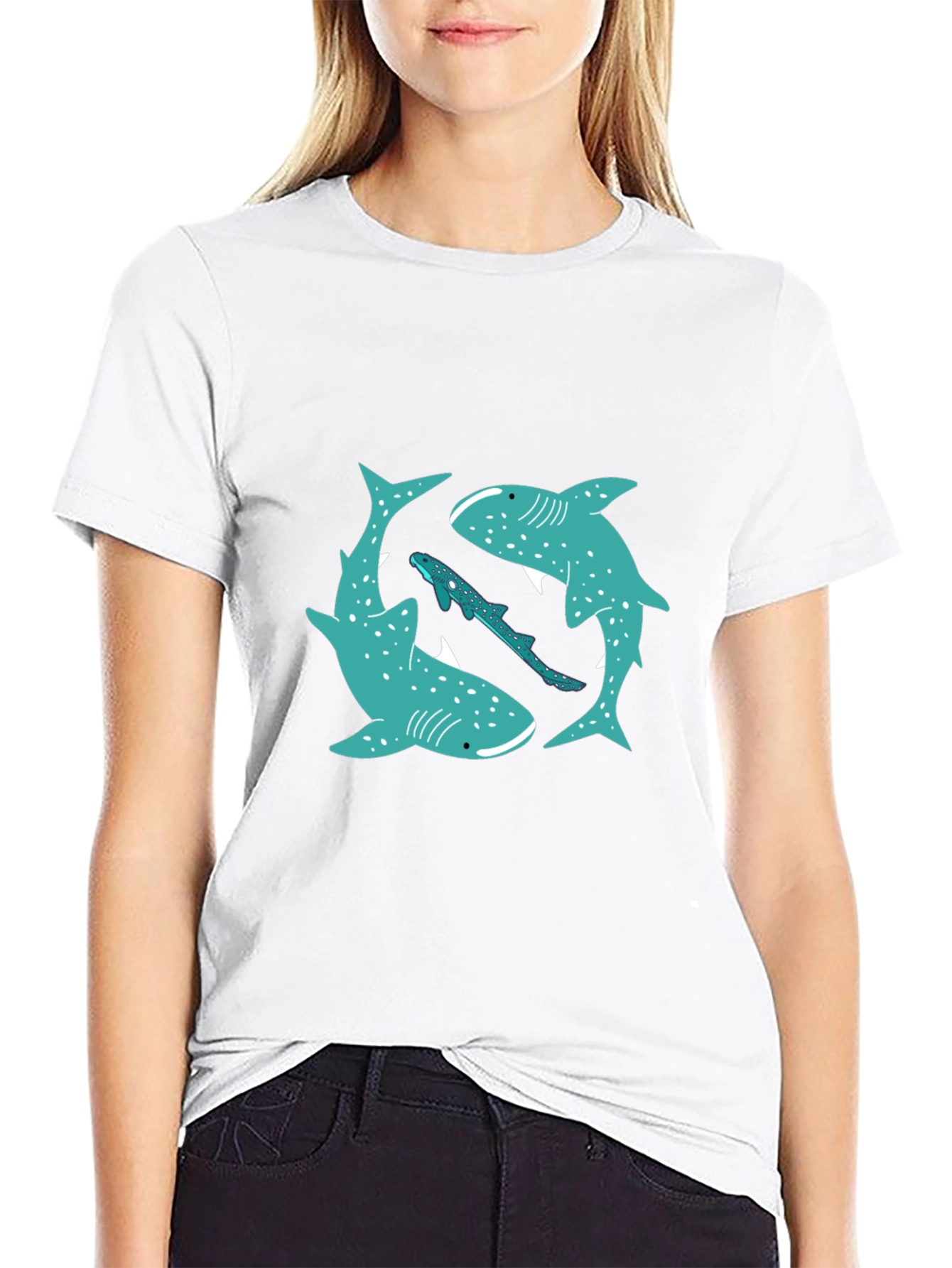 Shark Circle Graphic Tee - Casual Style