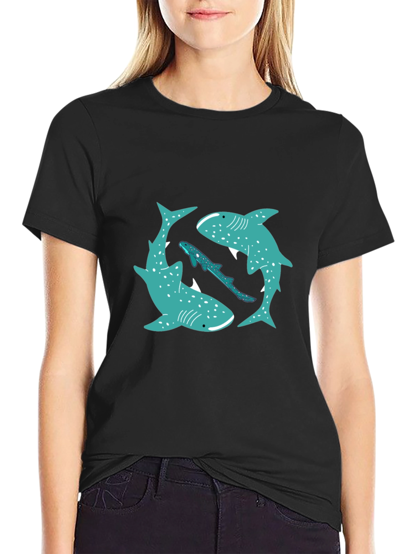 Shark Circle Graphic Tee - Casual Style