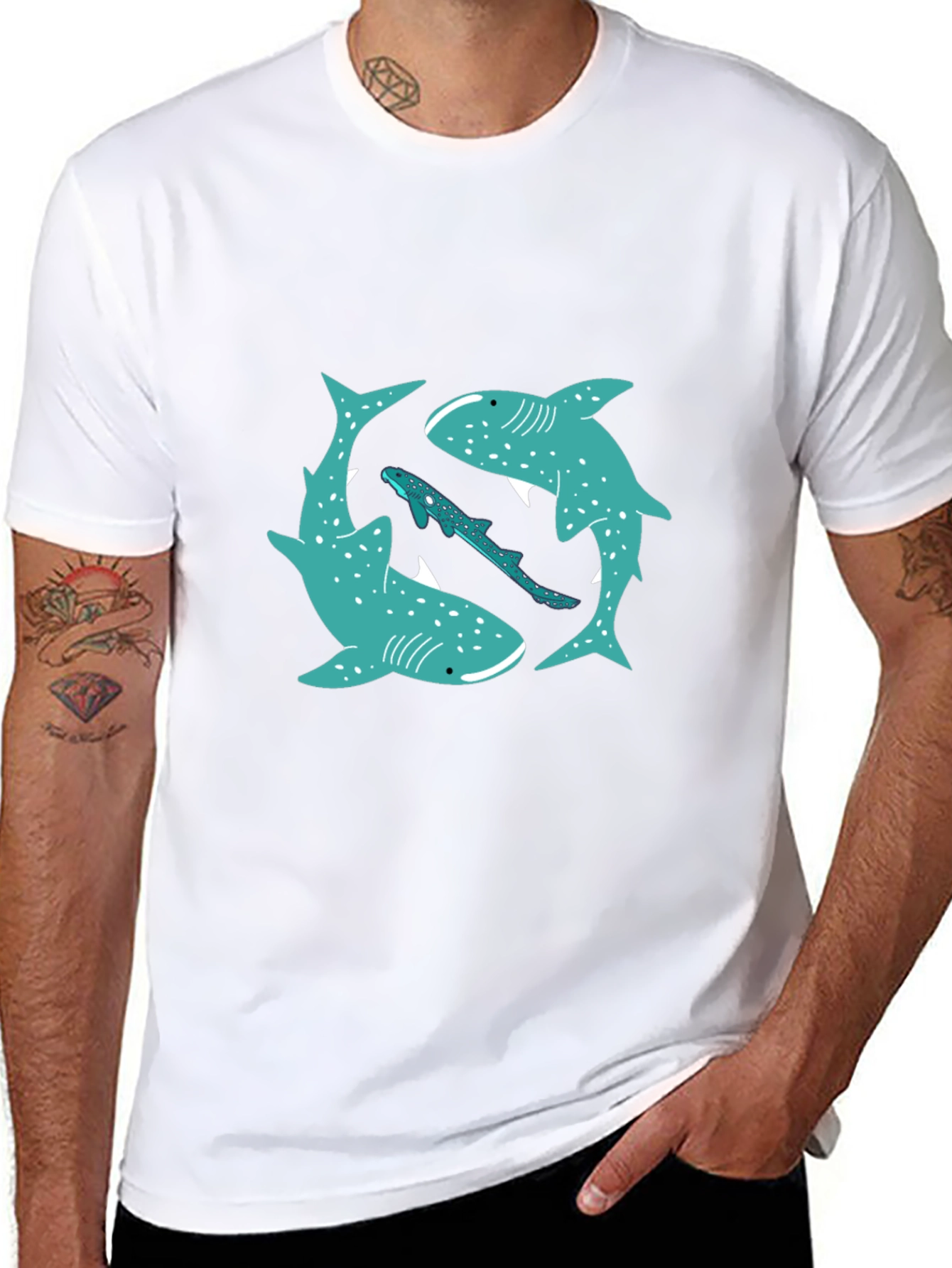 Shark Circle Graphic Tee - Casual Style