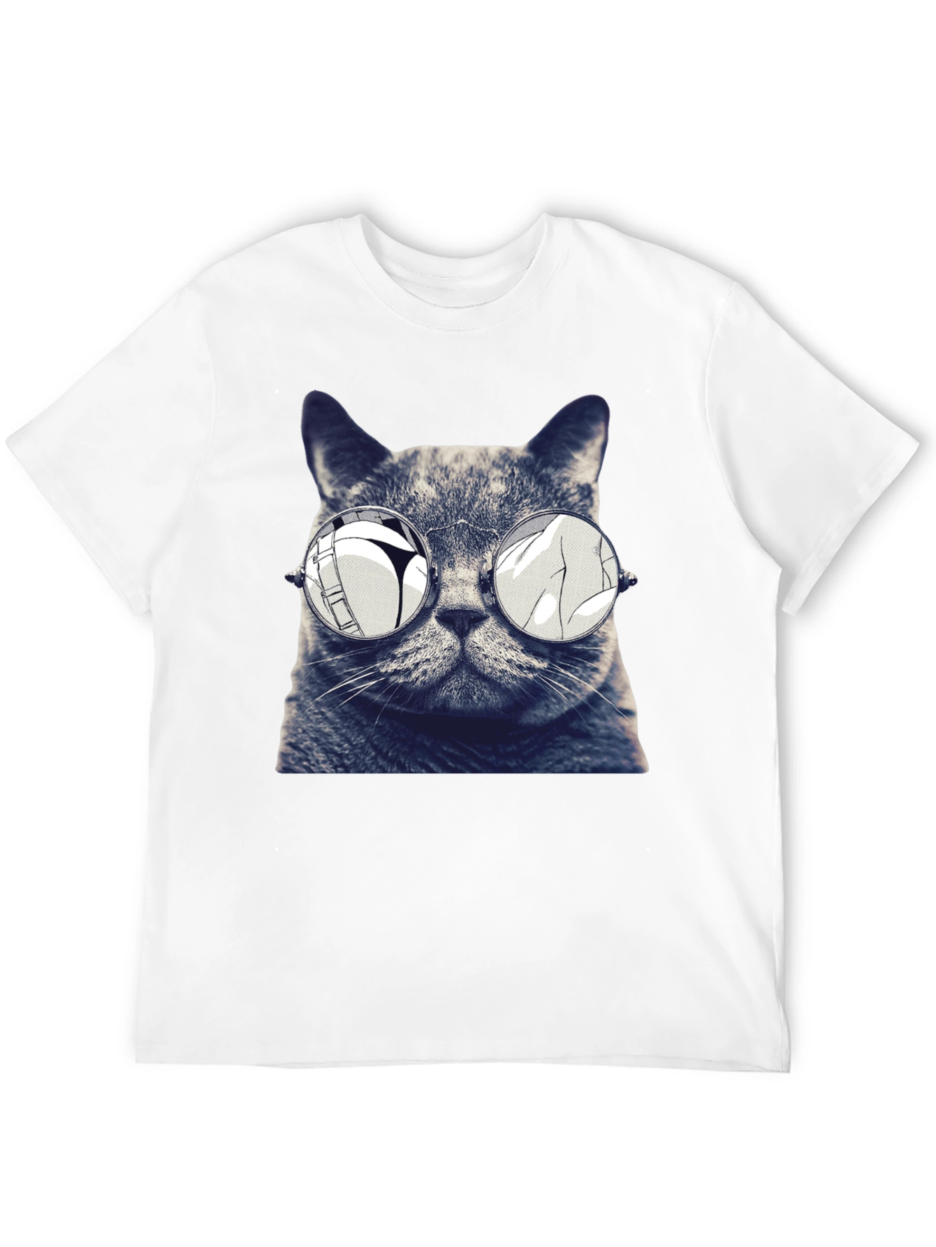 Cat with Glasses Graphic T-Shirt