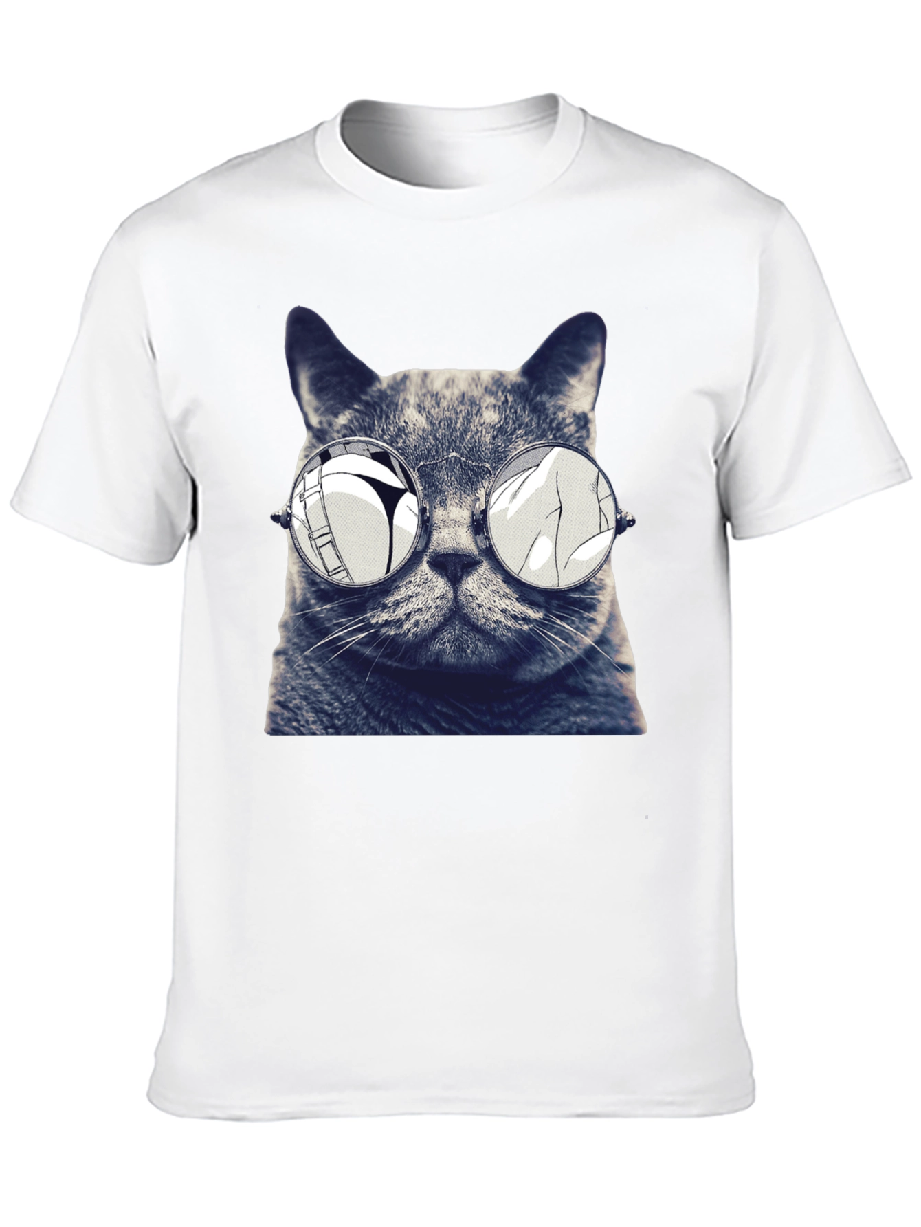 Cat with Glasses Graphic T-Shirt