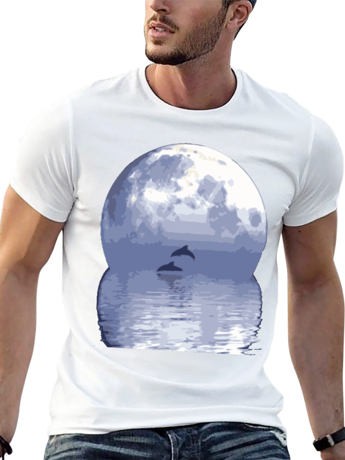 Dolphin Moon Graphic Tee - Black