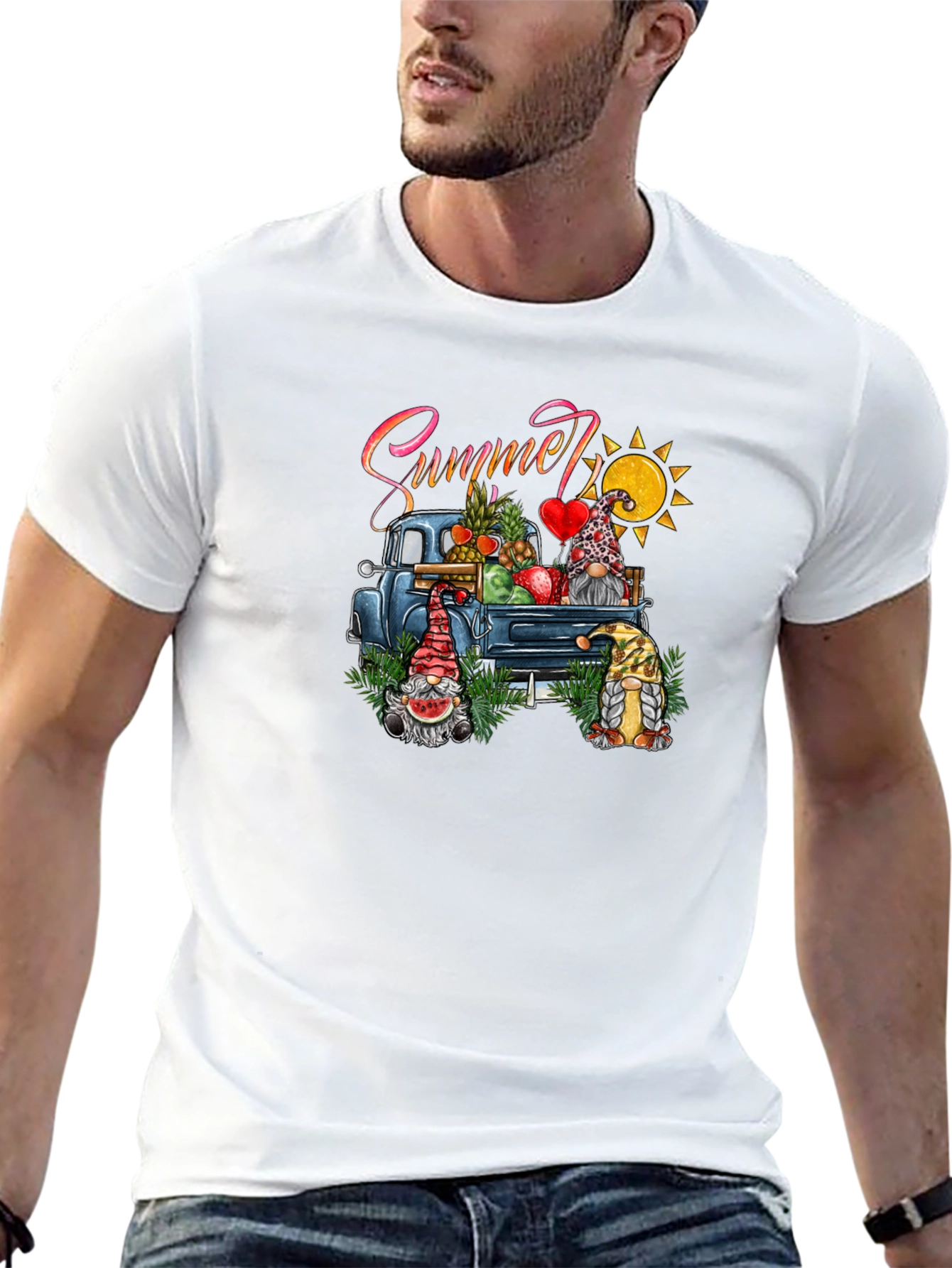 Summer Gnomes Truck Black T-Shirt
