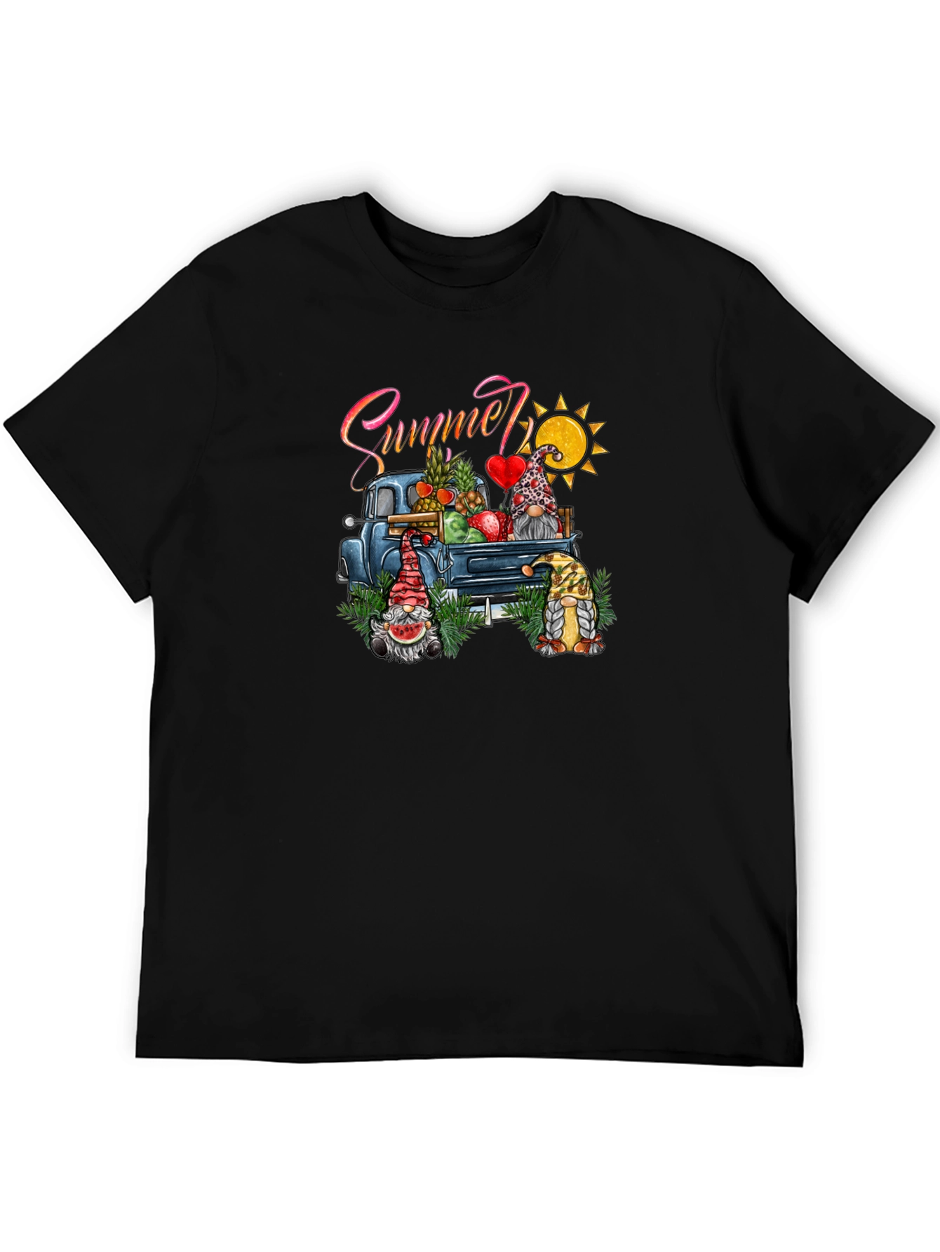 Summer Gnomes Truck Black T-Shirt