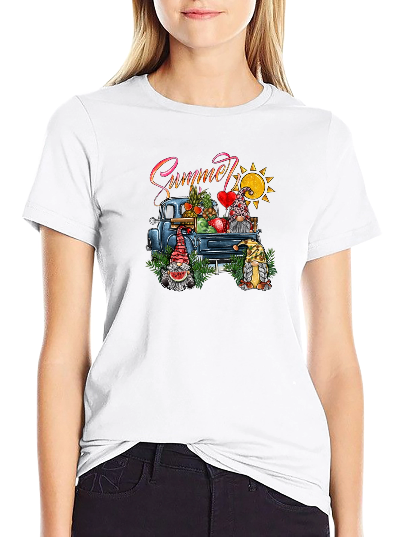Summer Gnomes Truck Black T-Shirt