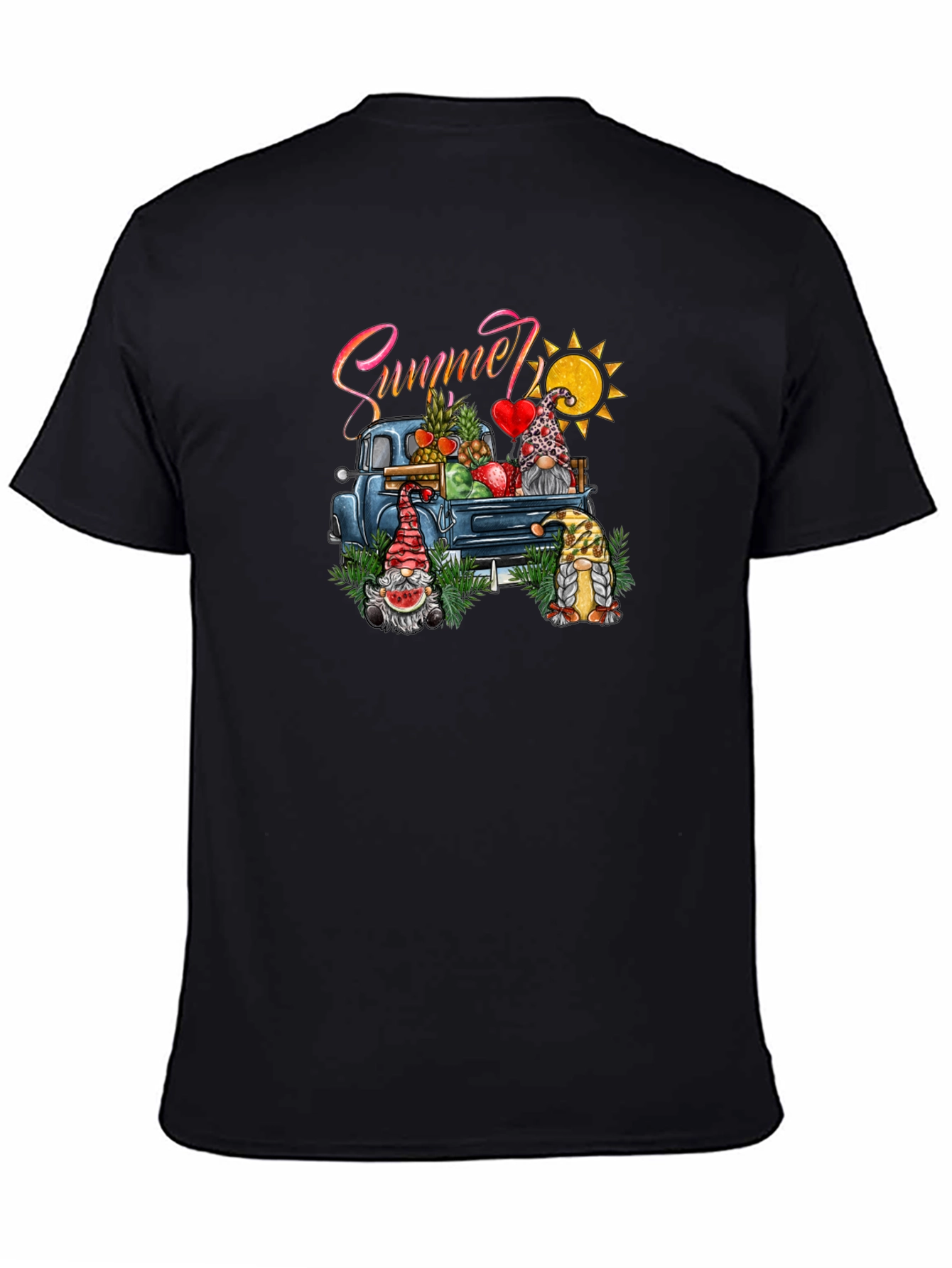 Summer Gnomes Truck Black T-Shirt