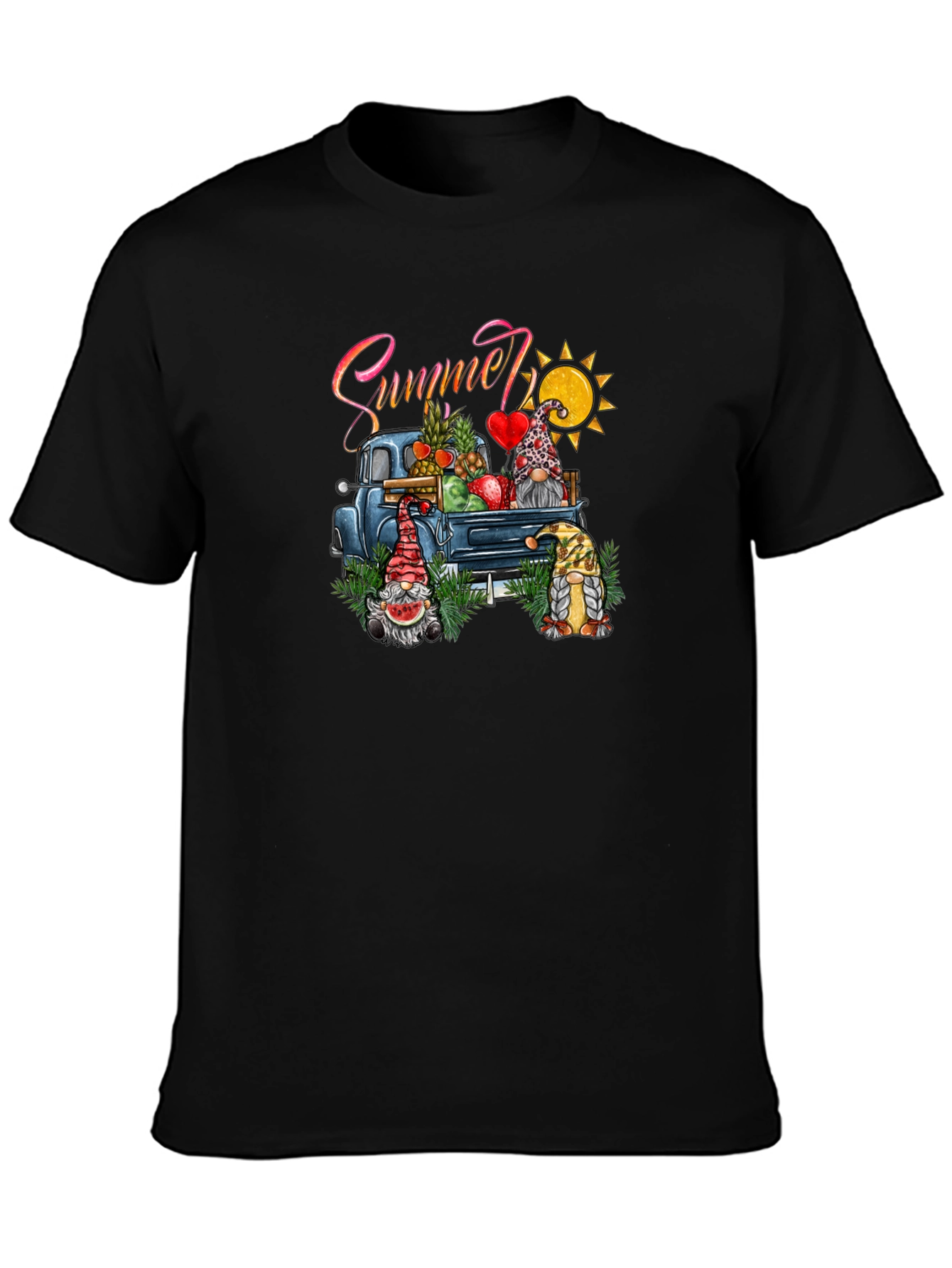 Summer Gnomes Truck Black T-Shirt