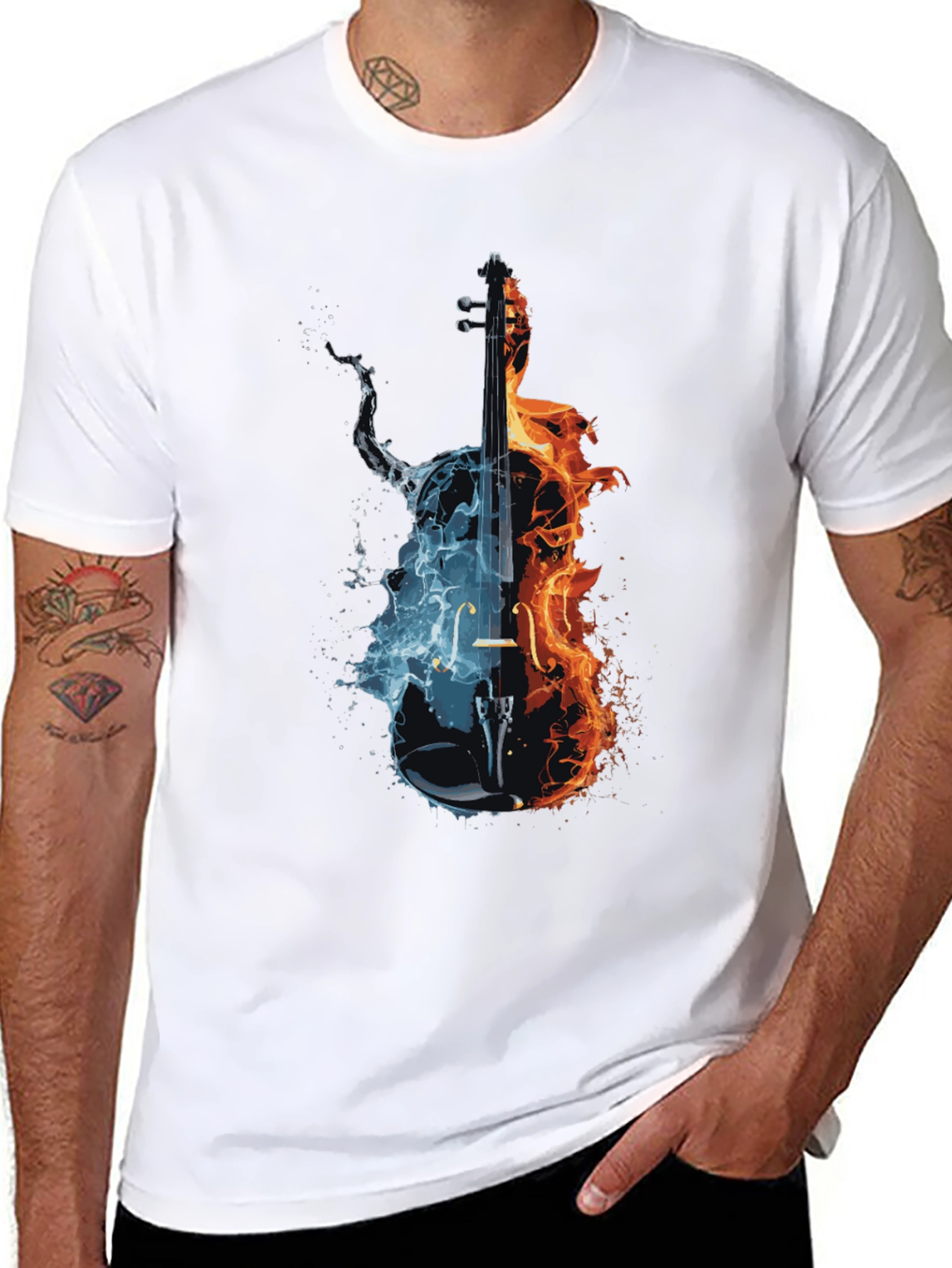 Fire and Ice Cello Graphic T-Shirt