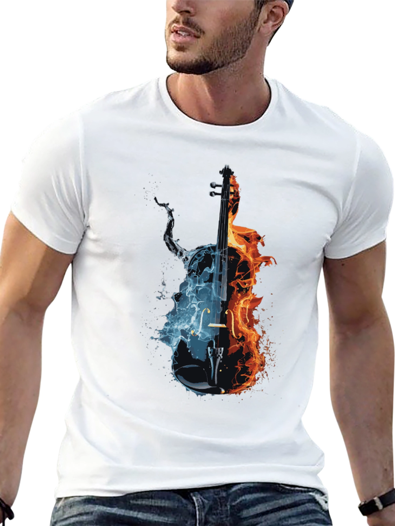 Fire and Ice Cello Graphic T-Shirt