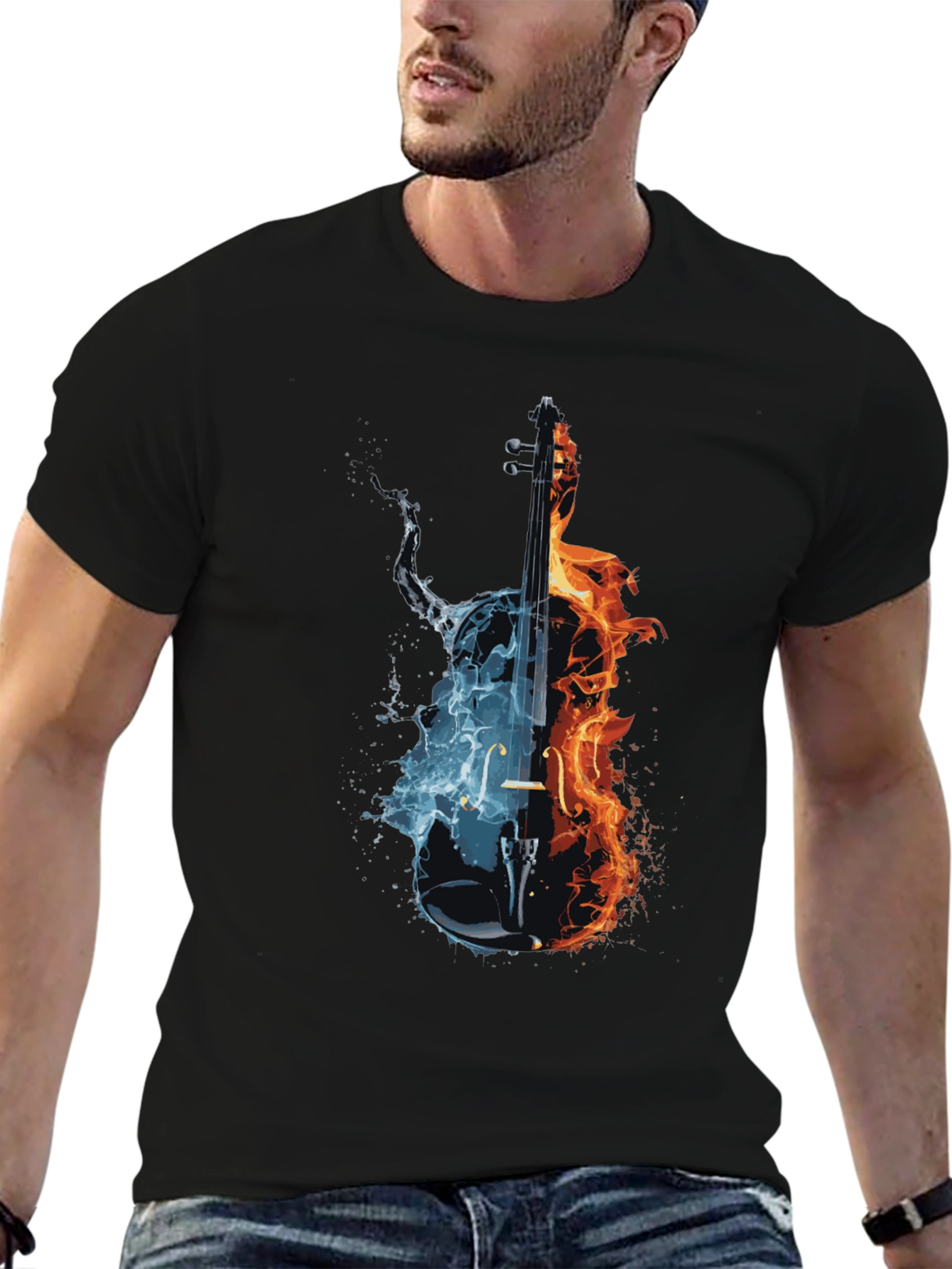 Fire and Ice Cello Graphic T-Shirt