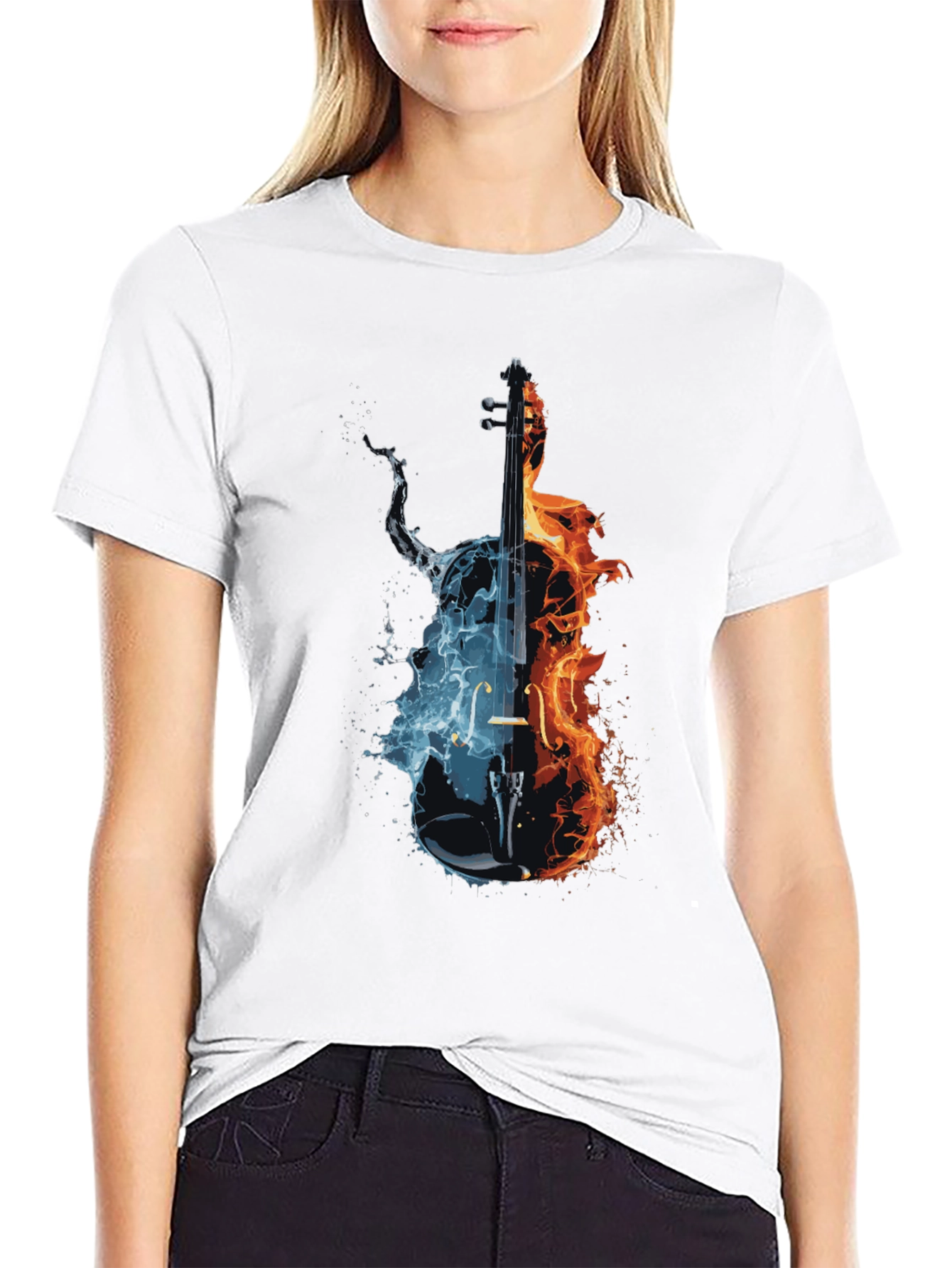 Fire and Ice Cello Graphic T-Shirt