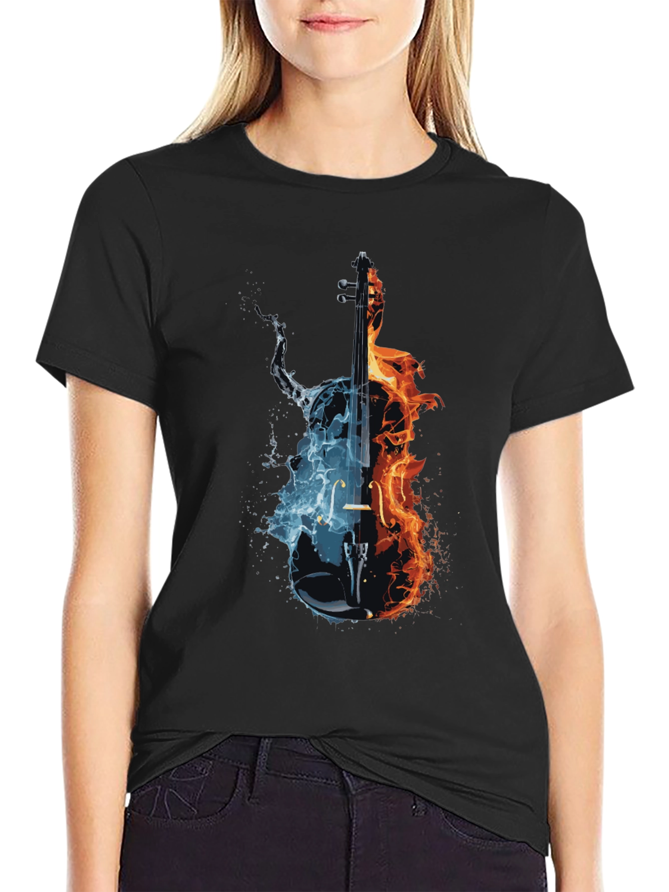 Fire and Ice Cello Graphic T-Shirt