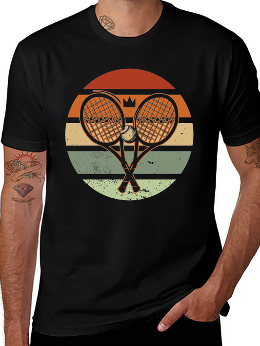 Retro Tennis Sunset Tee - Vintage Tennis Racket Shirt