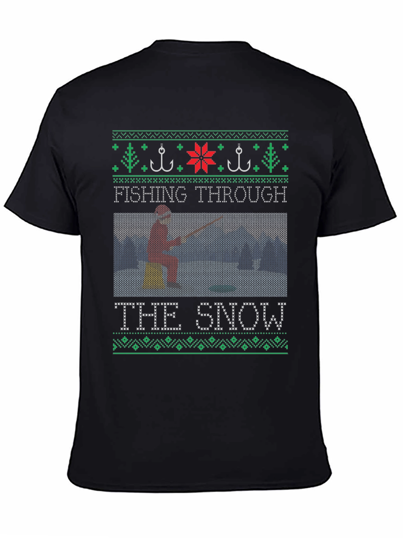 Fishing Through the Snow Christmas T-Shirt