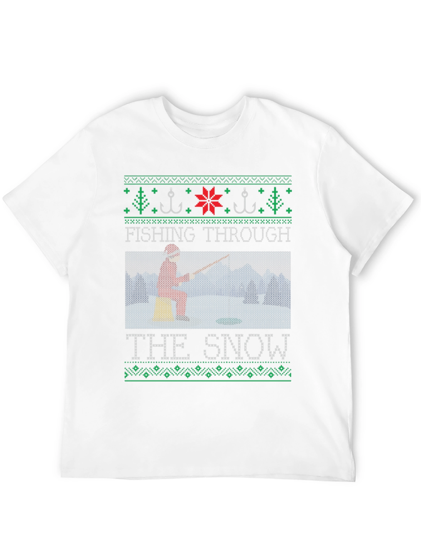 Fishing Through the Snow Christmas T-Shirt