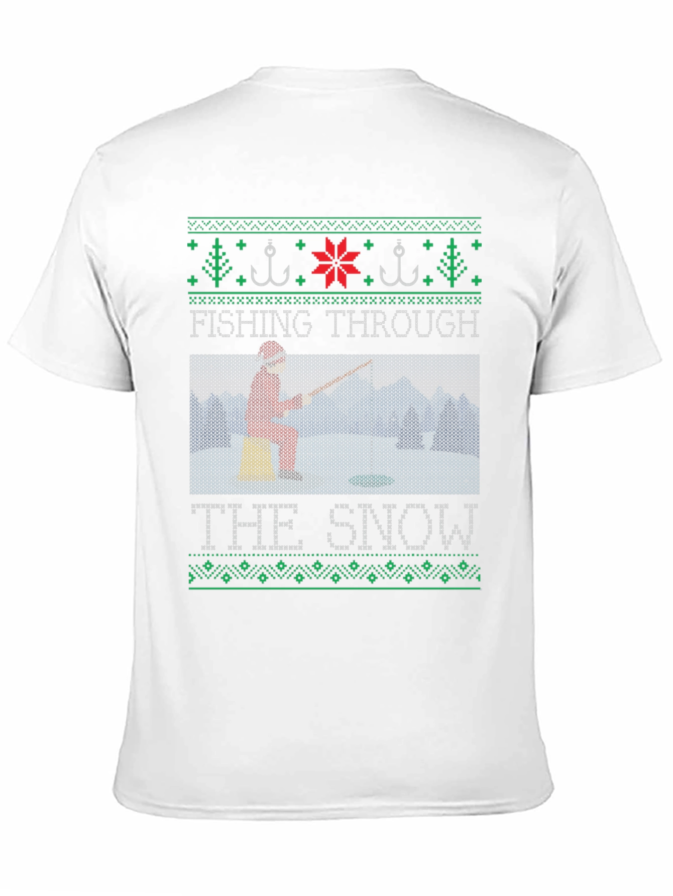 Fishing Through the Snow Christmas T-Shirt