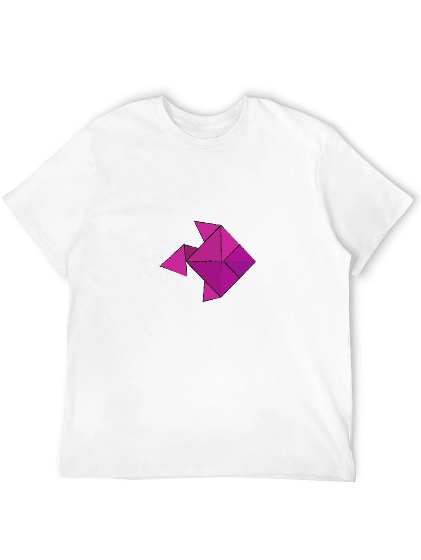 Geometric Fish Graphic T-Shirt - Casual Black Tee