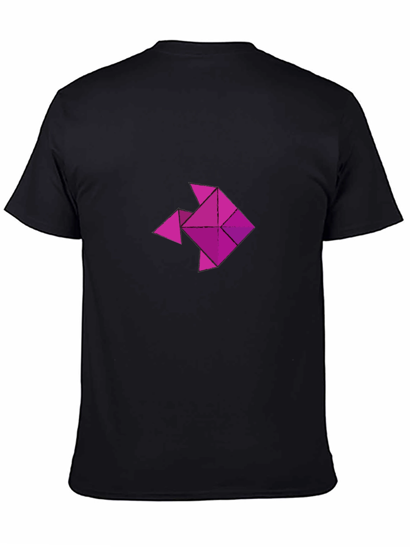 Geometric Fish Graphic T-Shirt - Casual Black Tee