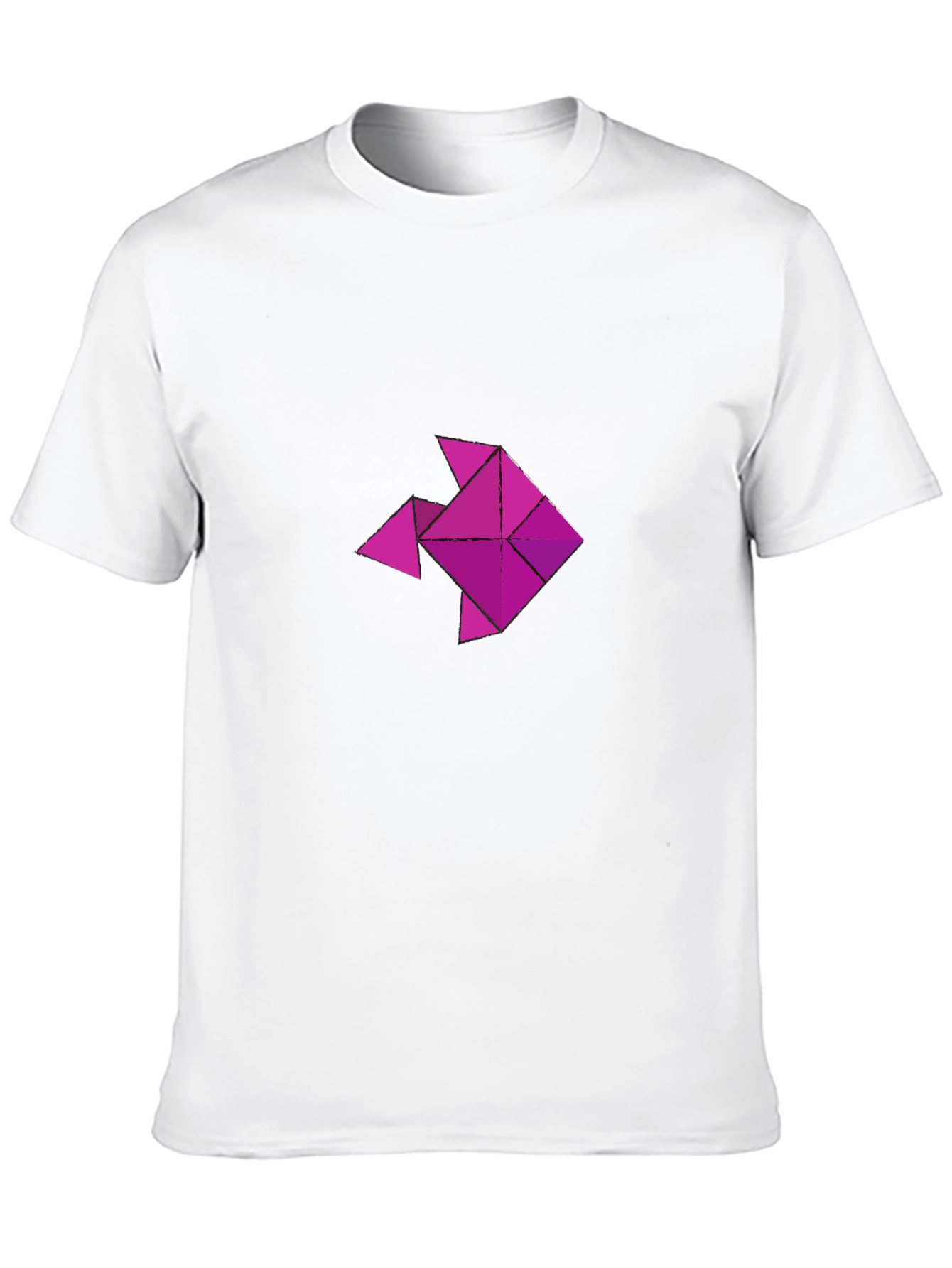 Geometric Fish Graphic T-Shirt - Casual Black Tee