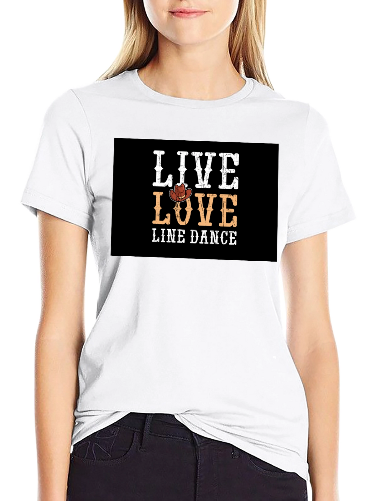 Live Love Line Dance Black Graphic Tee