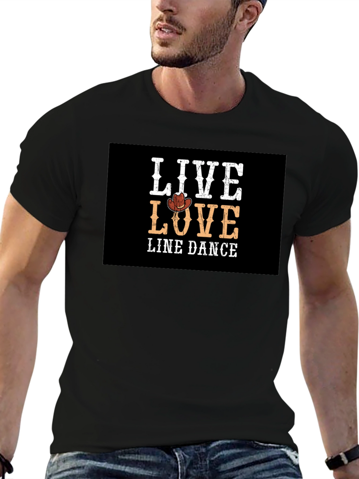 Live Love Line Dance Black Graphic Tee