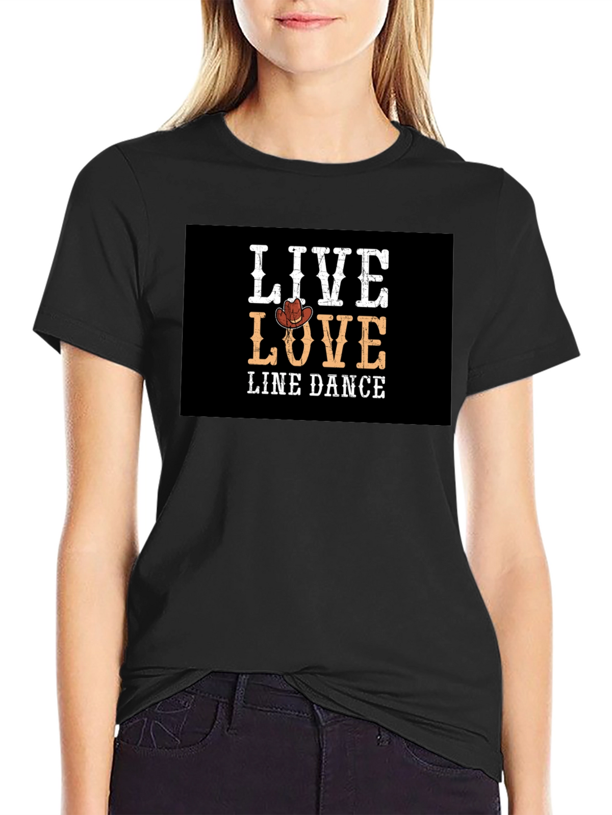 Live Love Line Dance Black Graphic Tee