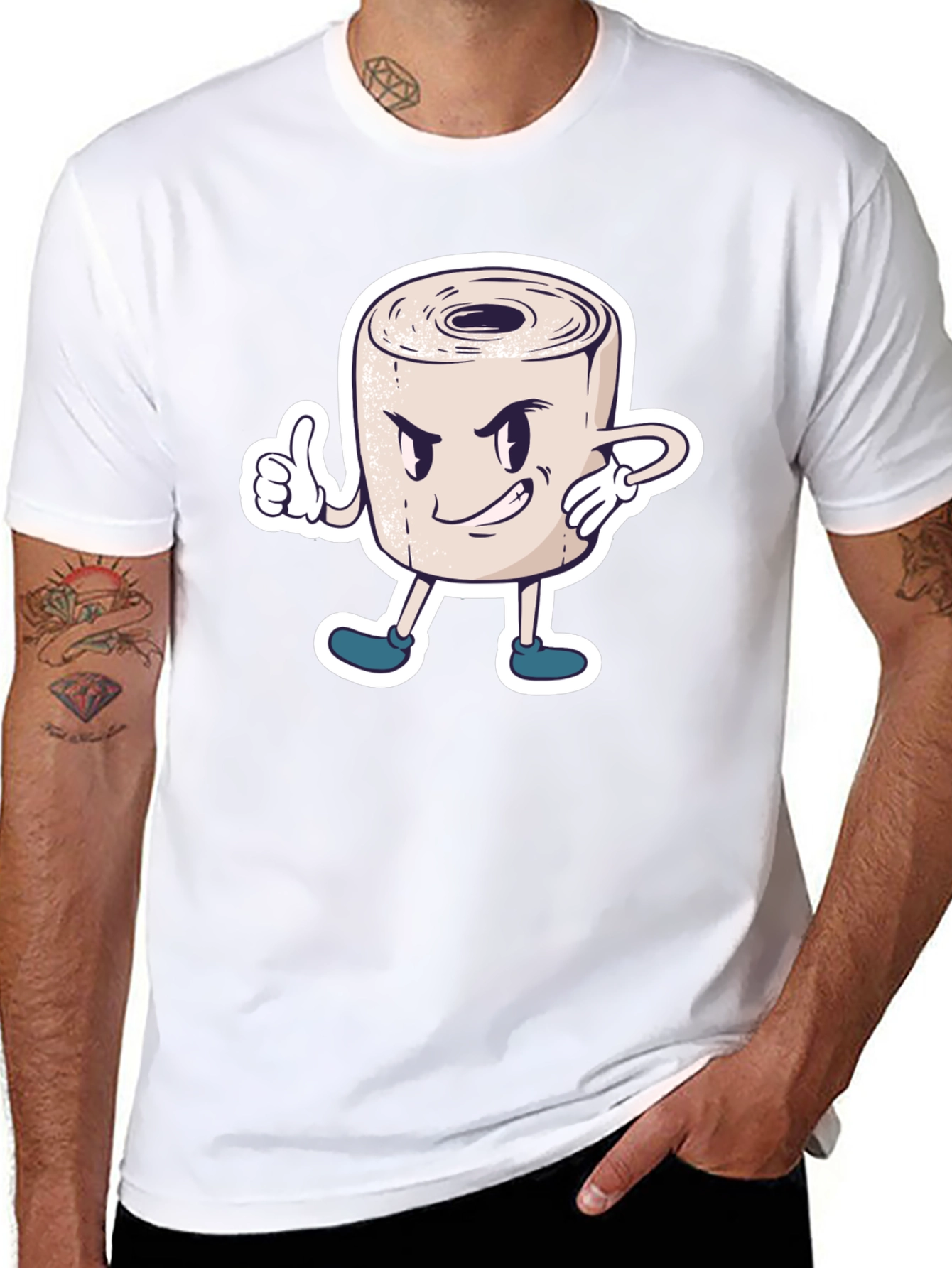 Toilet Paper Roll Cartoon Graphic T-Shirt