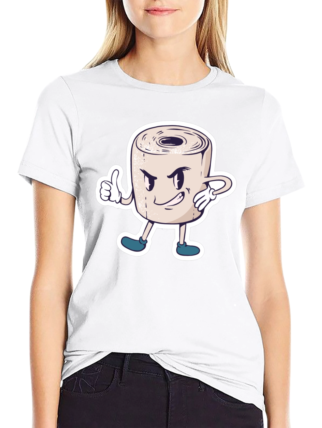 Toilet Paper Roll Cartoon Graphic T-Shirt