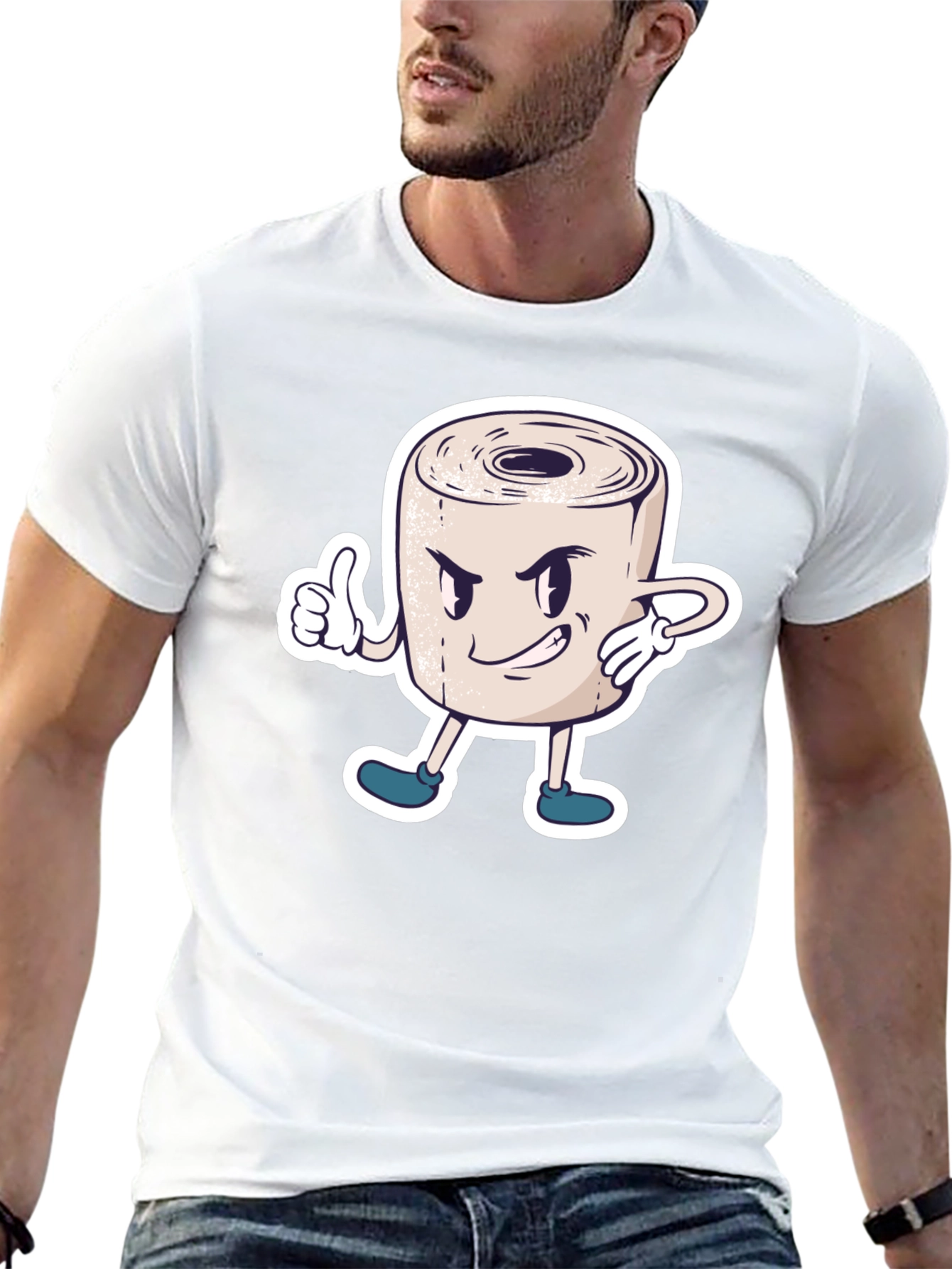 Toilet Paper Roll Cartoon Graphic T-Shirt