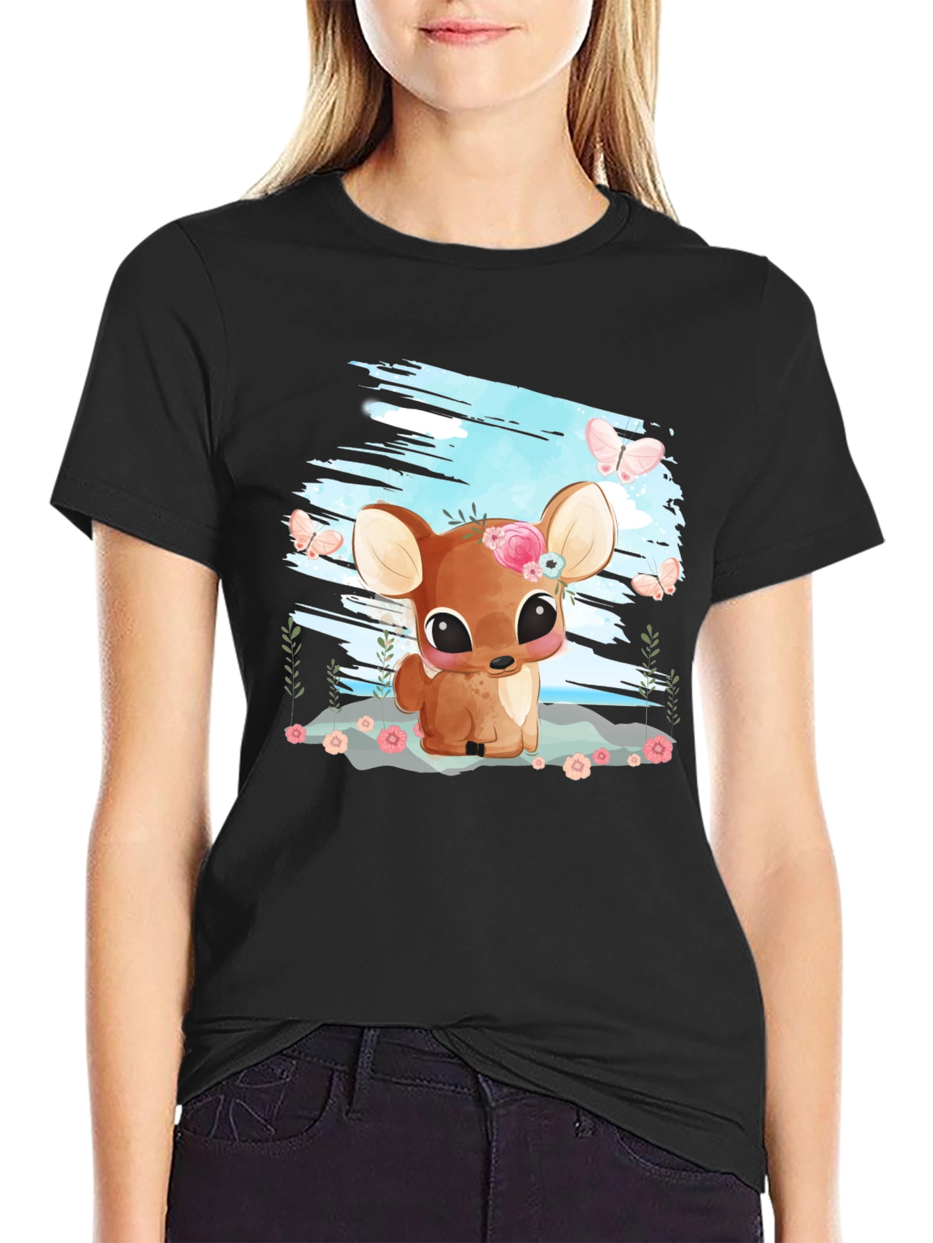 Cute Deer Graphic Tee - Soft & Stylish