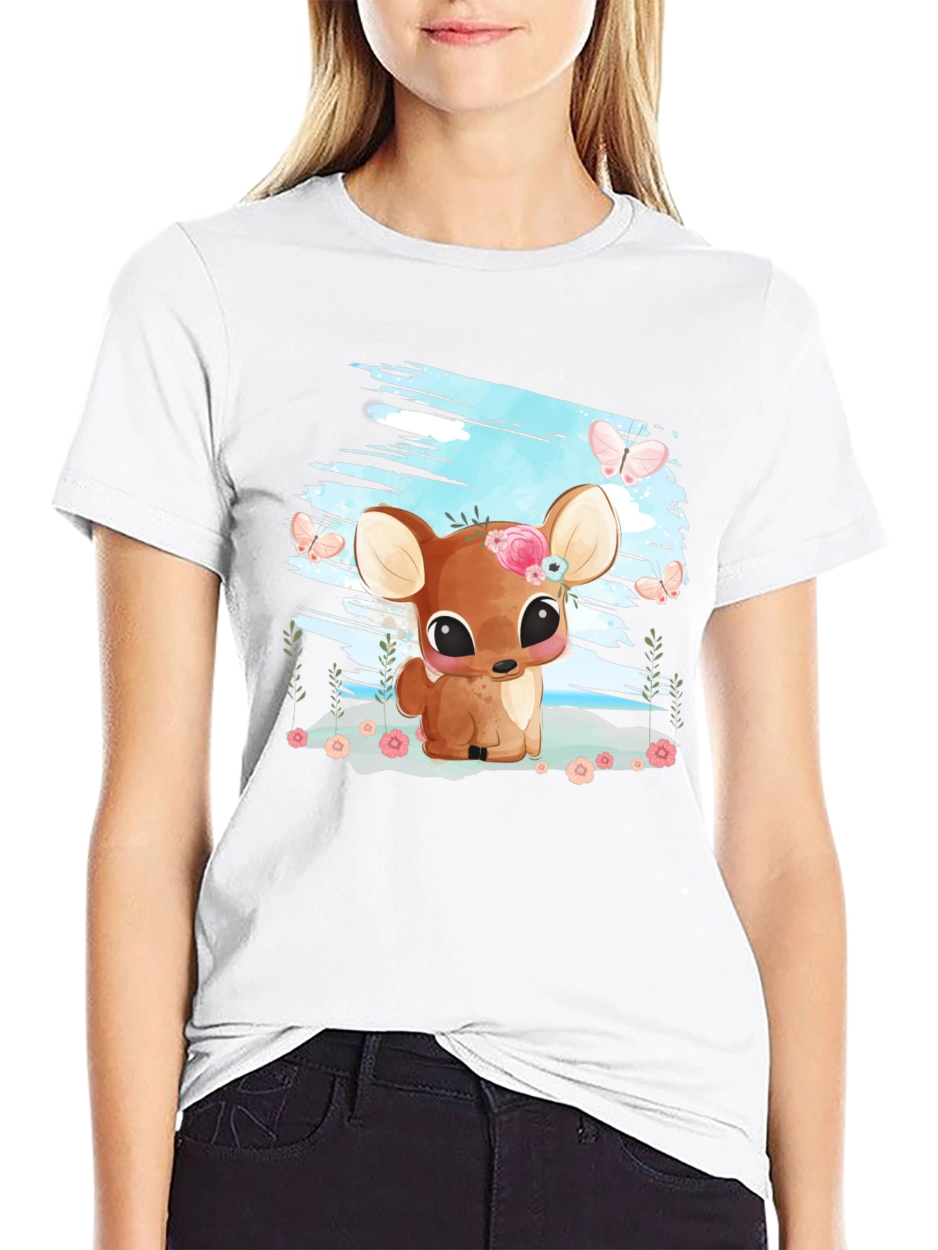 Cute Deer Graphic Tee - Soft & Stylish
