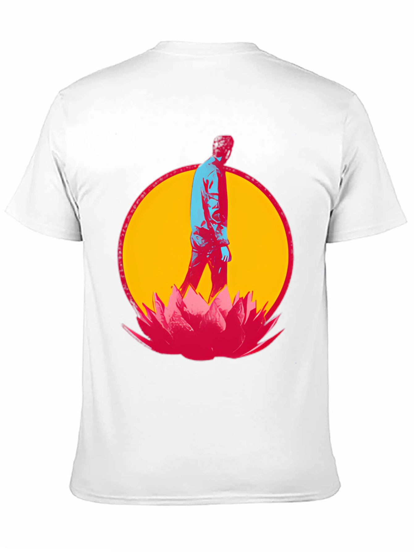 Abstract Man Lotus Flower Graphic Black T-Shirt