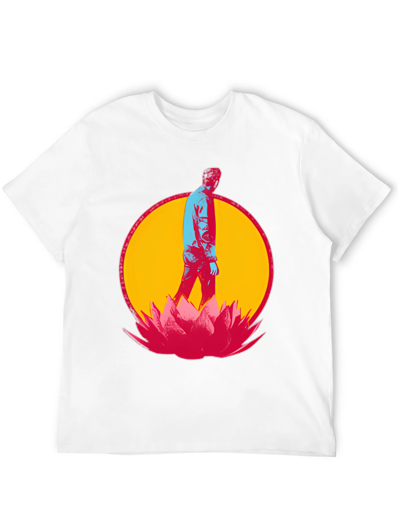 Abstract Man Lotus Flower Graphic Black T-Shirt