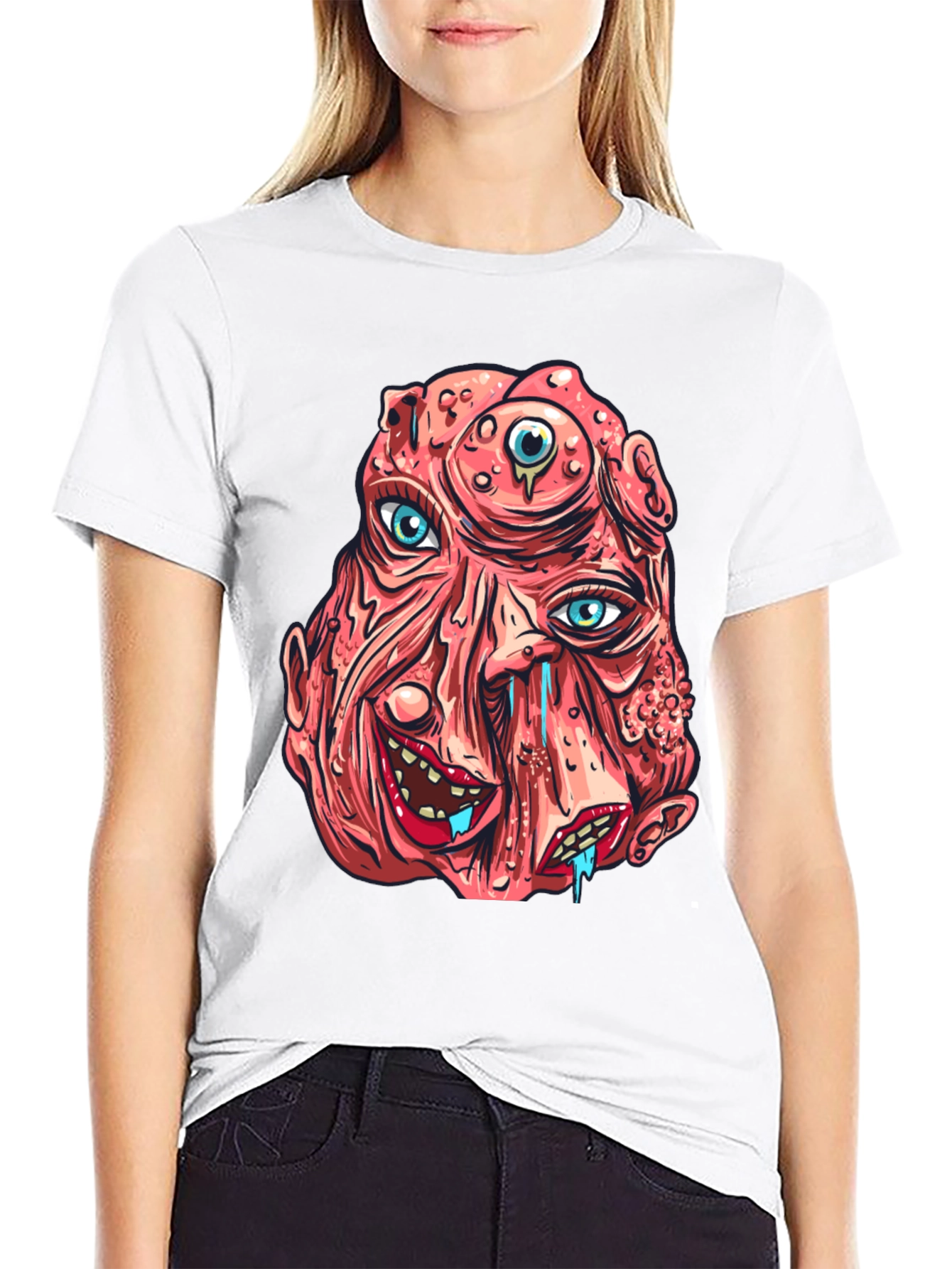 Unique Horror Graphic Print Black T-Shirt