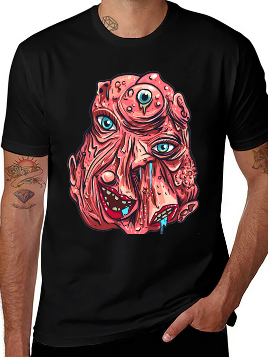 Unique Horror Graphic Print Black T-Shirt