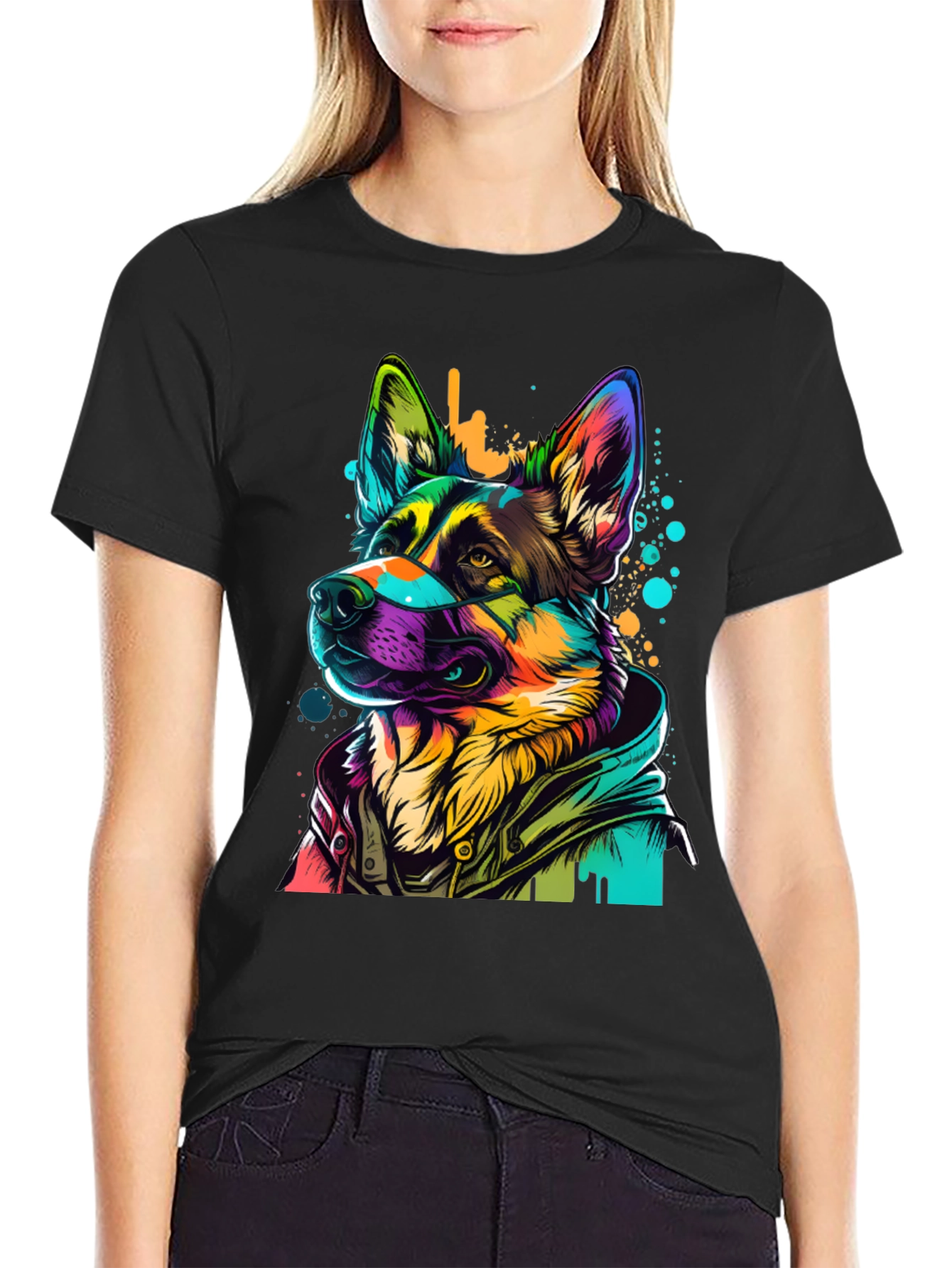 Vibrant German Shepherd Graphic Tee