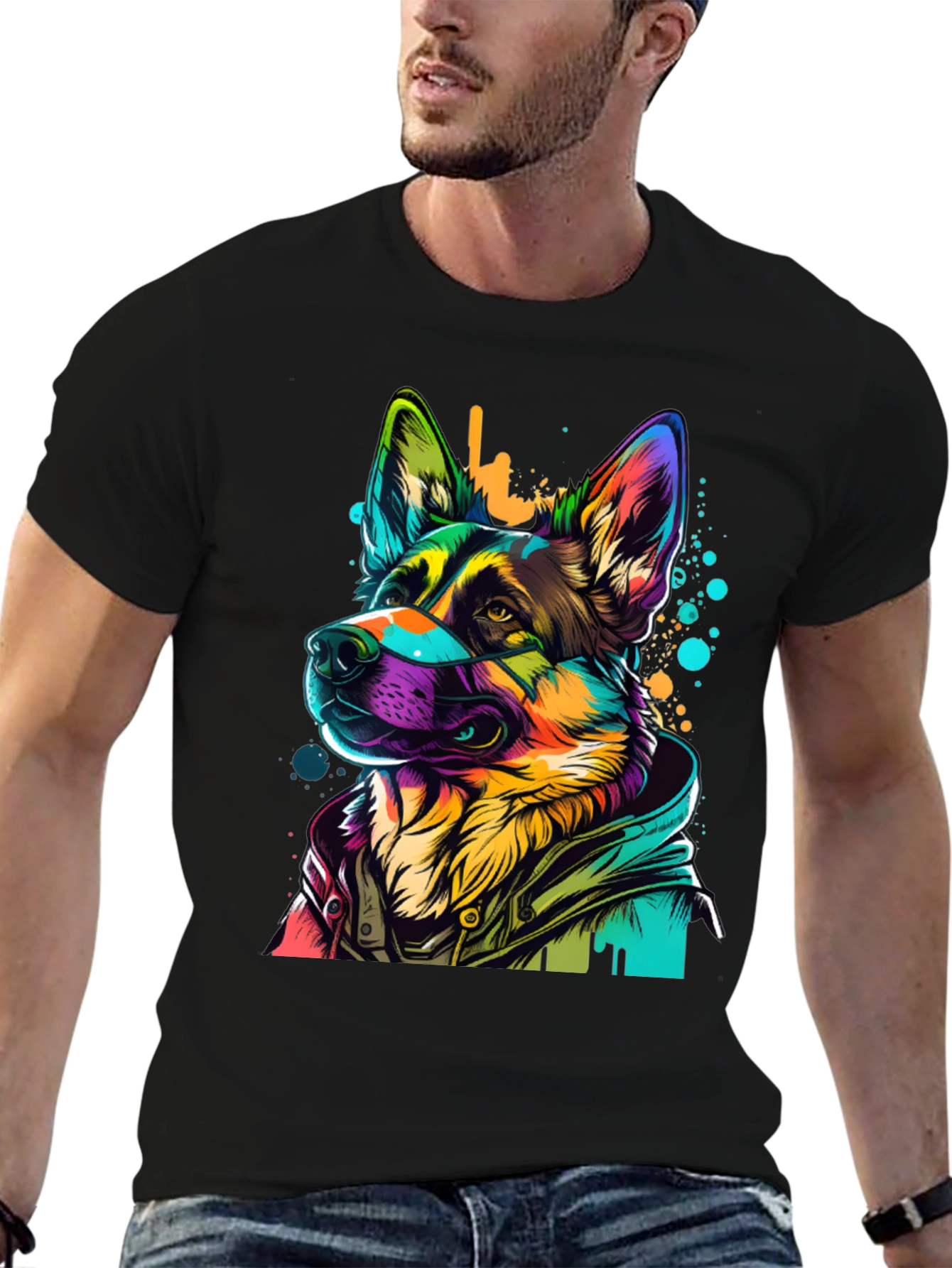 Vibrant German Shepherd Graphic Tee
