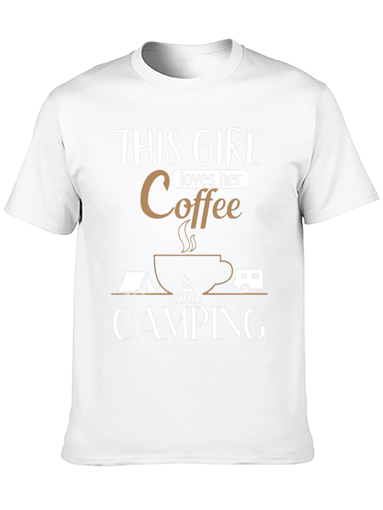 This Girl Loves Coffee and Camping Graphic T-Shirt
