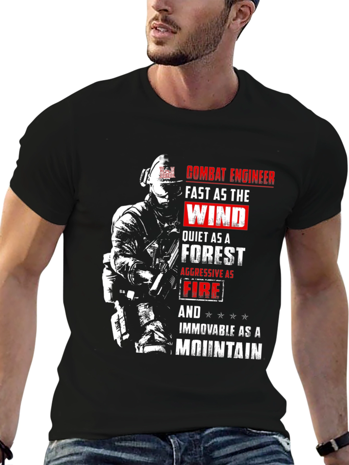 Combat Engineer T-Shirt: Fast Quiet Aggressive Immovable