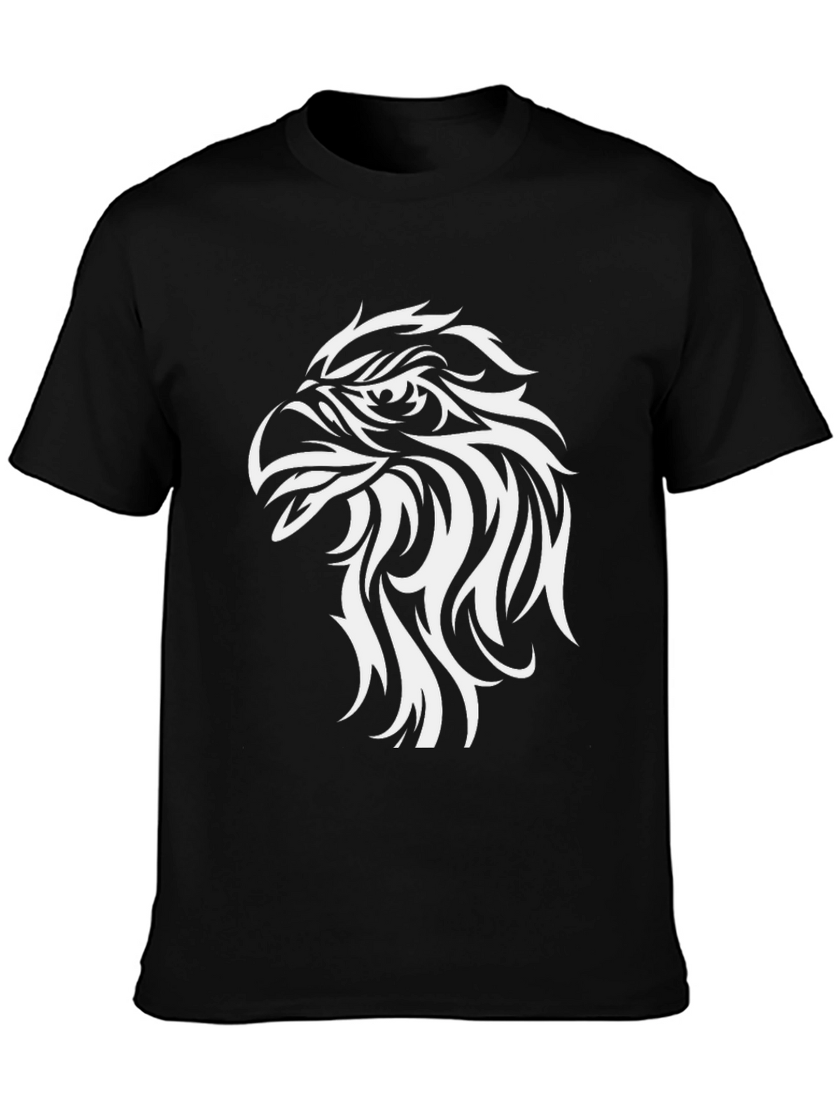 Black T-Shirt with Eagle Head Graphic