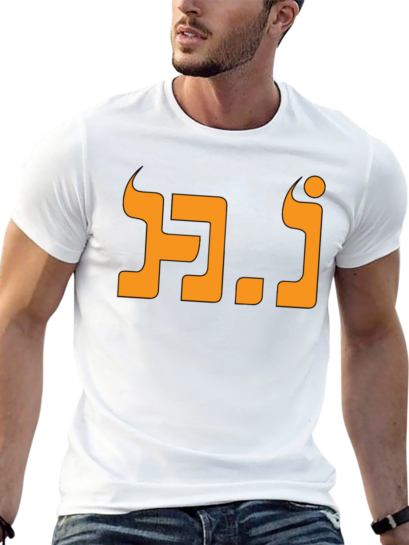 Cool Graphic T-Shirt - Black with Orange Design