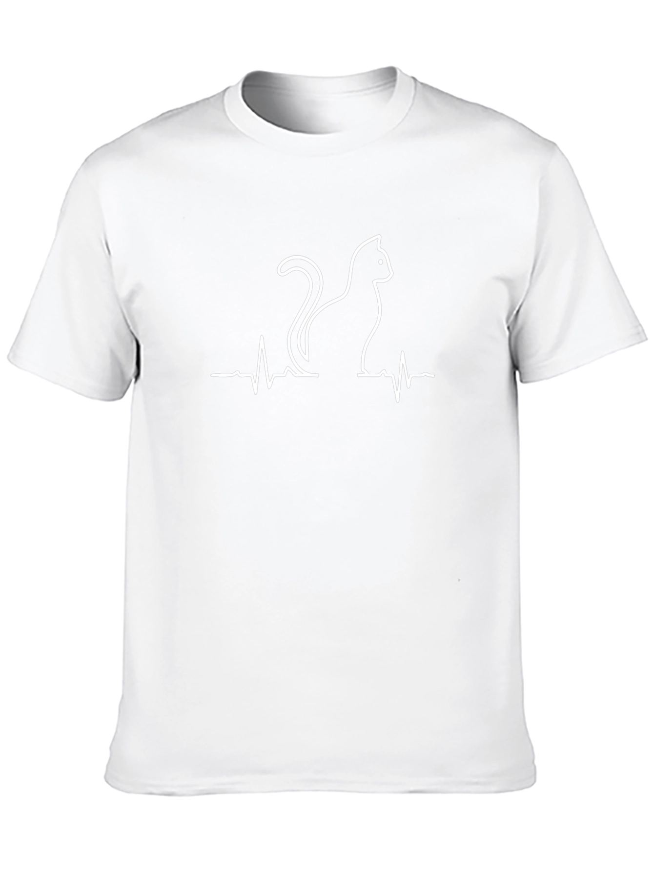 Cat Heartbeat Graphic Tee - Black