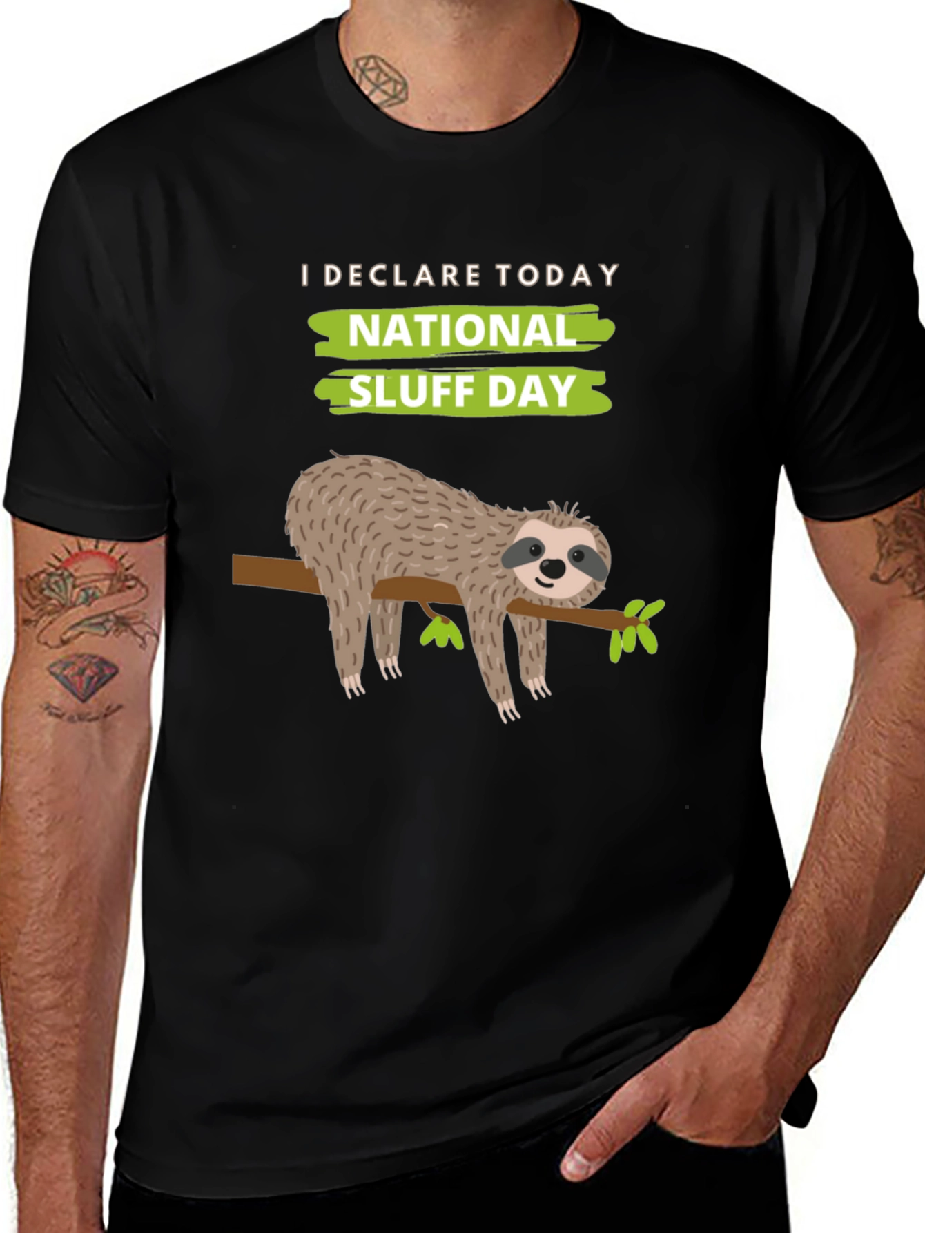 National Sluff Day Sloth Graphic T-Shirt