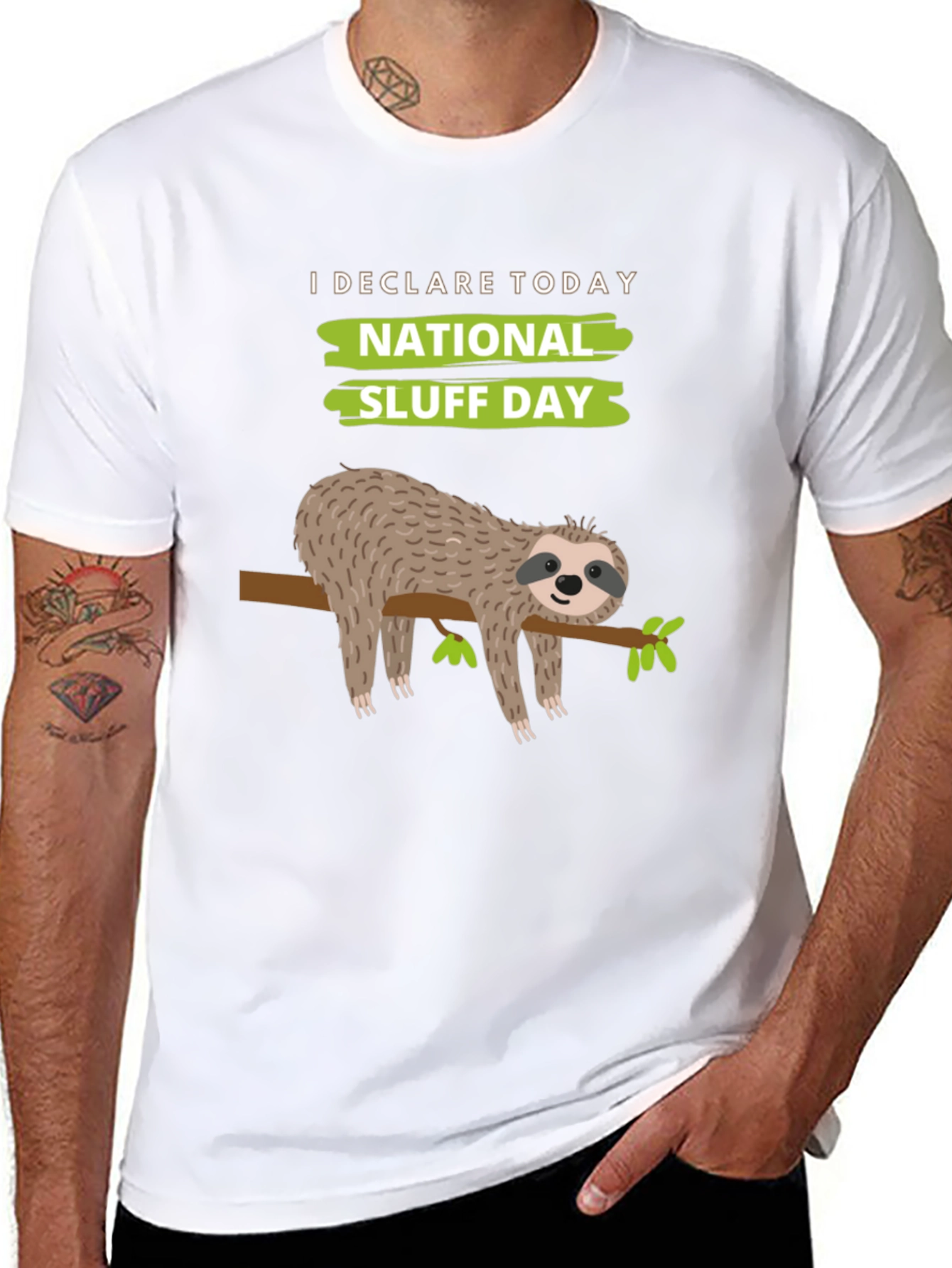 National Sluff Day Sloth Graphic T-Shirt
