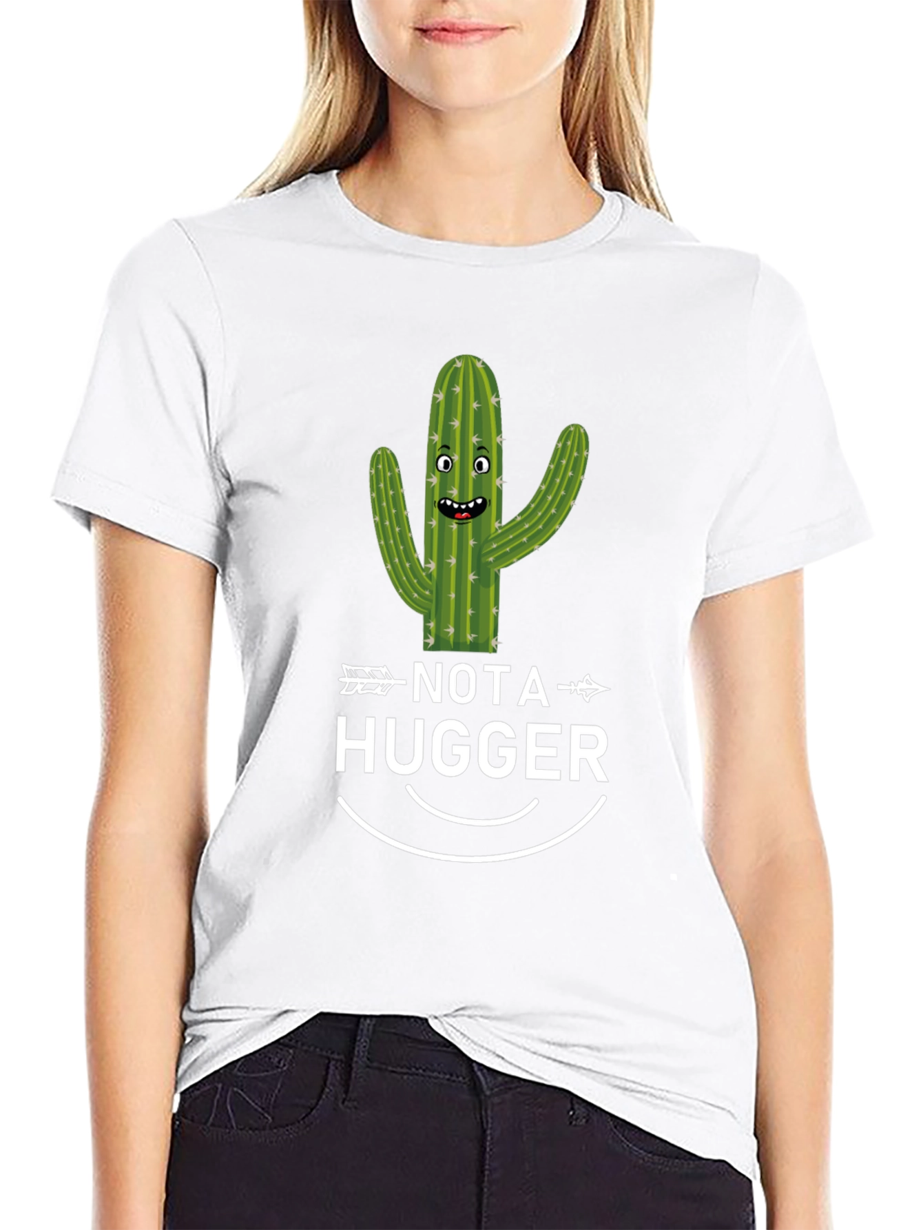 Funny Cactus Not a Hugger Black T-Shirt