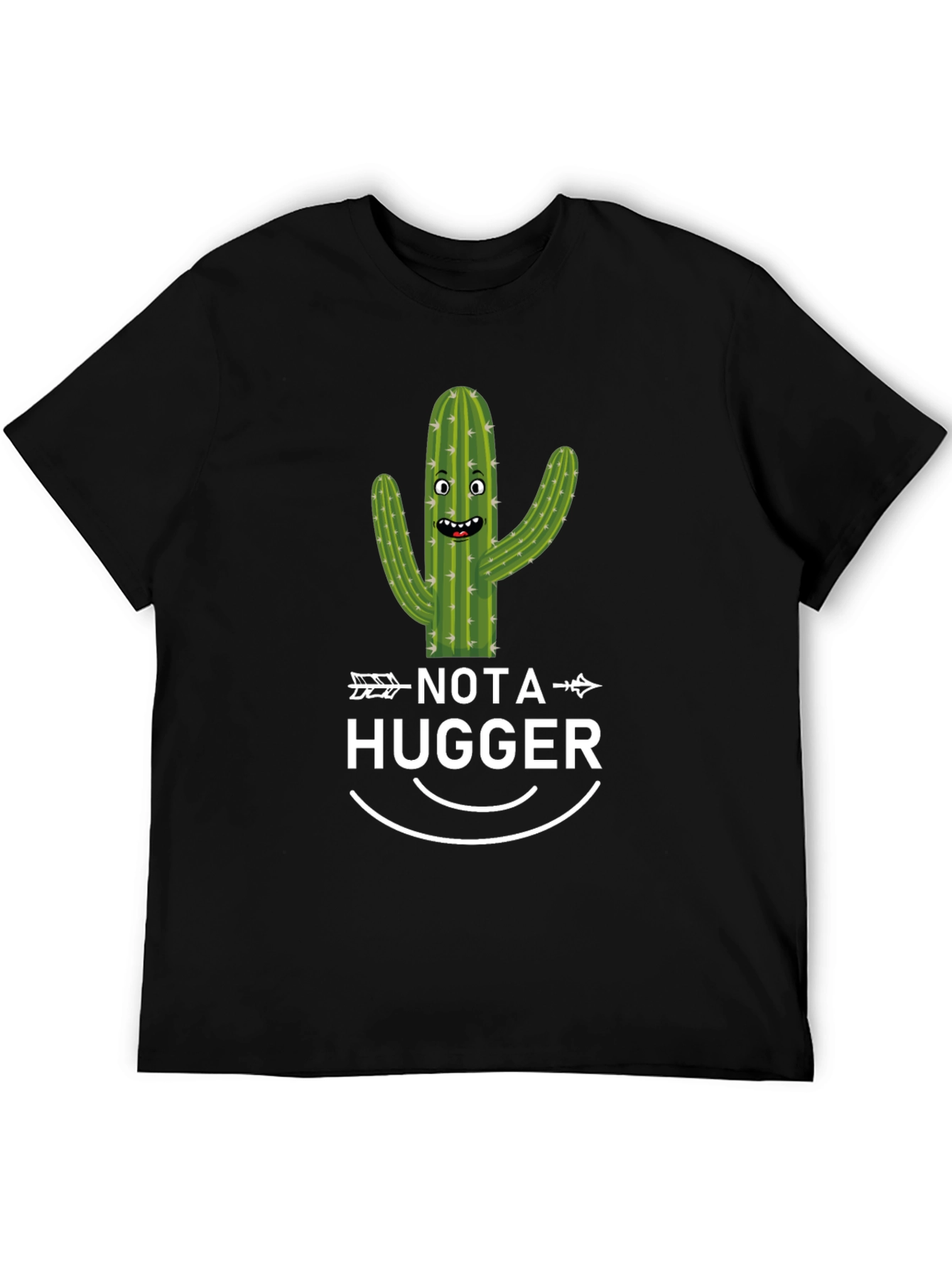 Funny Cactus Not a Hugger Black T-Shirt