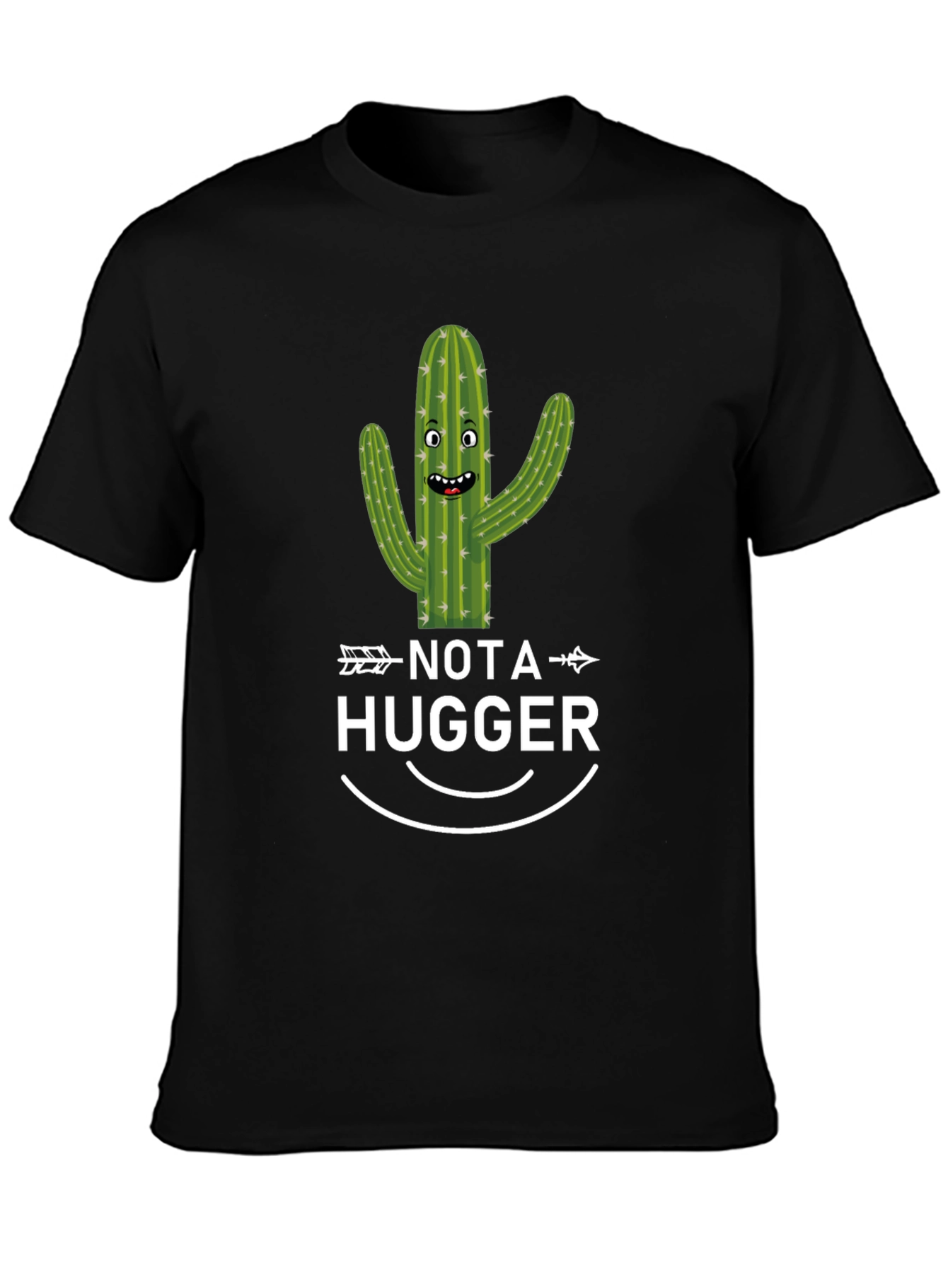 Funny Cactus Not a Hugger Black T-Shirt