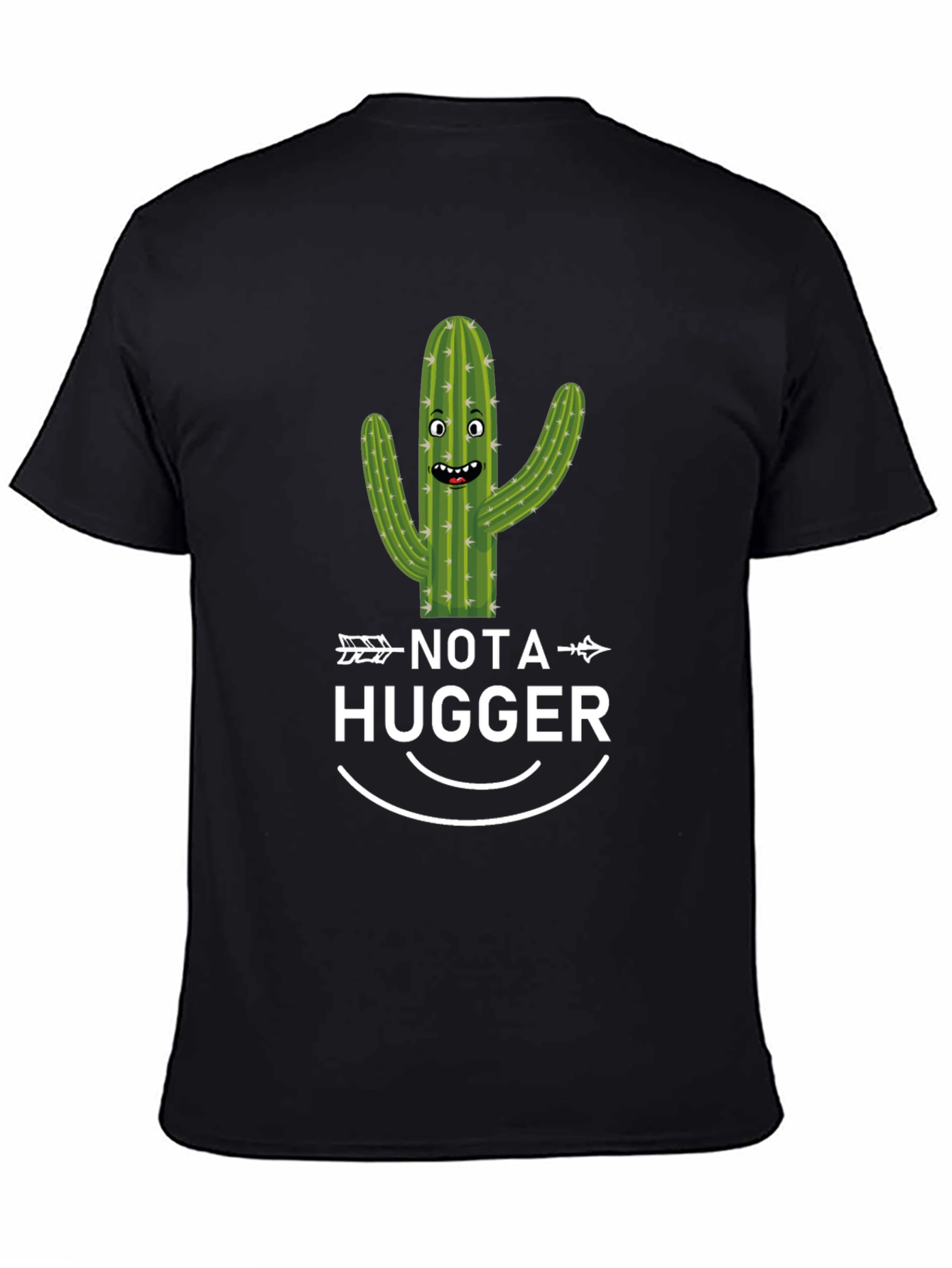 Funny Cactus Not a Hugger Black T-Shirt